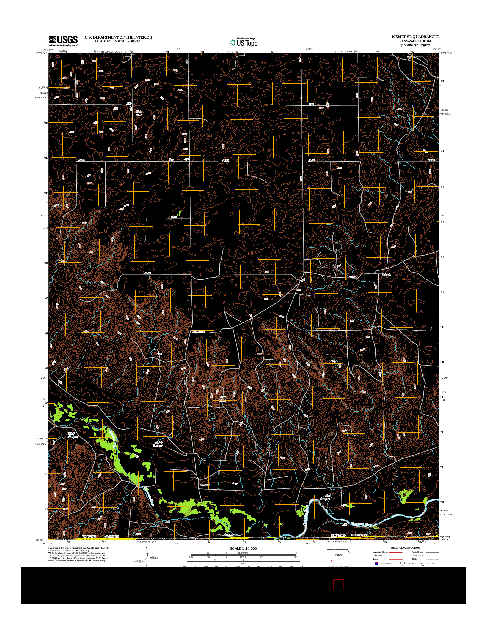 USGS US TOPO 7.5-MINUTE MAP FOR KISMET SE, KS-OK 2012
