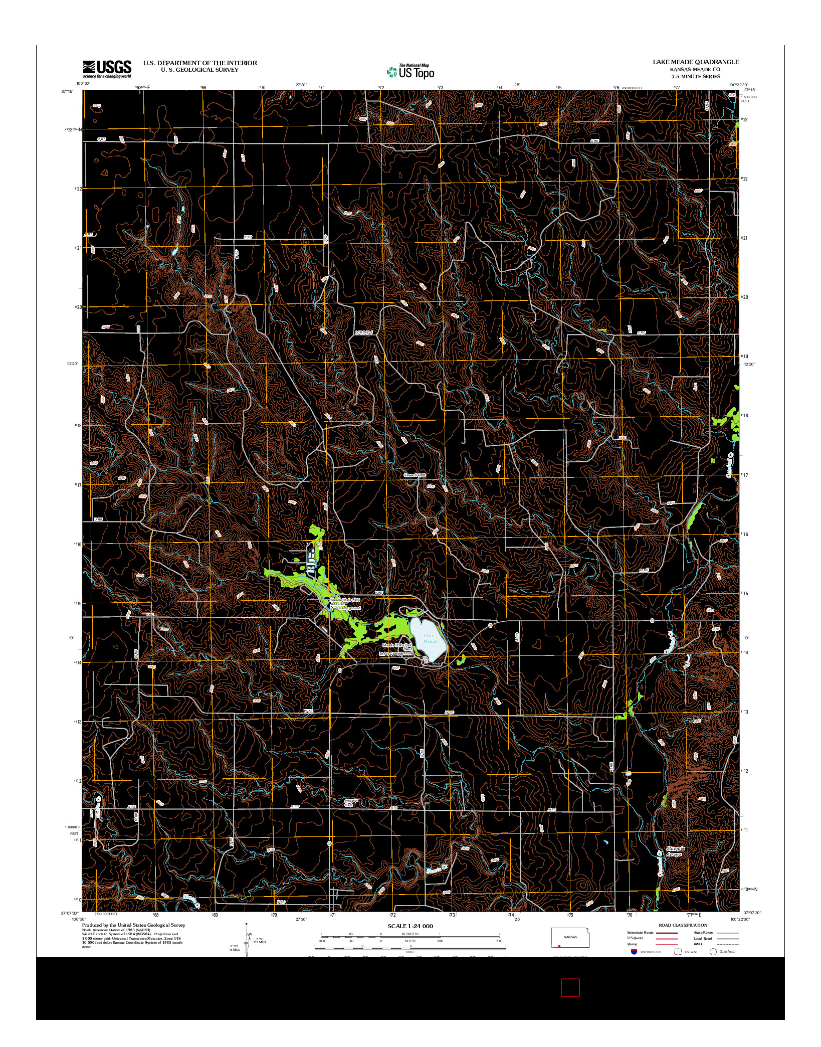 USGS US TOPO 7.5-MINUTE MAP FOR LAKE MEADE, KS 2012