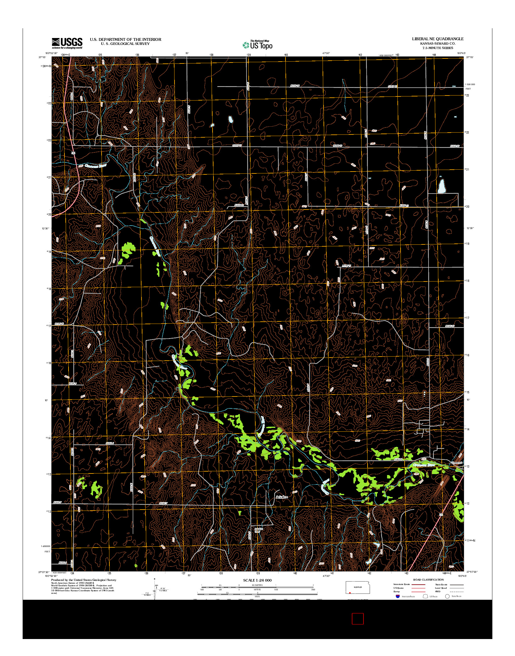 USGS US TOPO 7.5-MINUTE MAP FOR LIBERAL NE, KS 2012