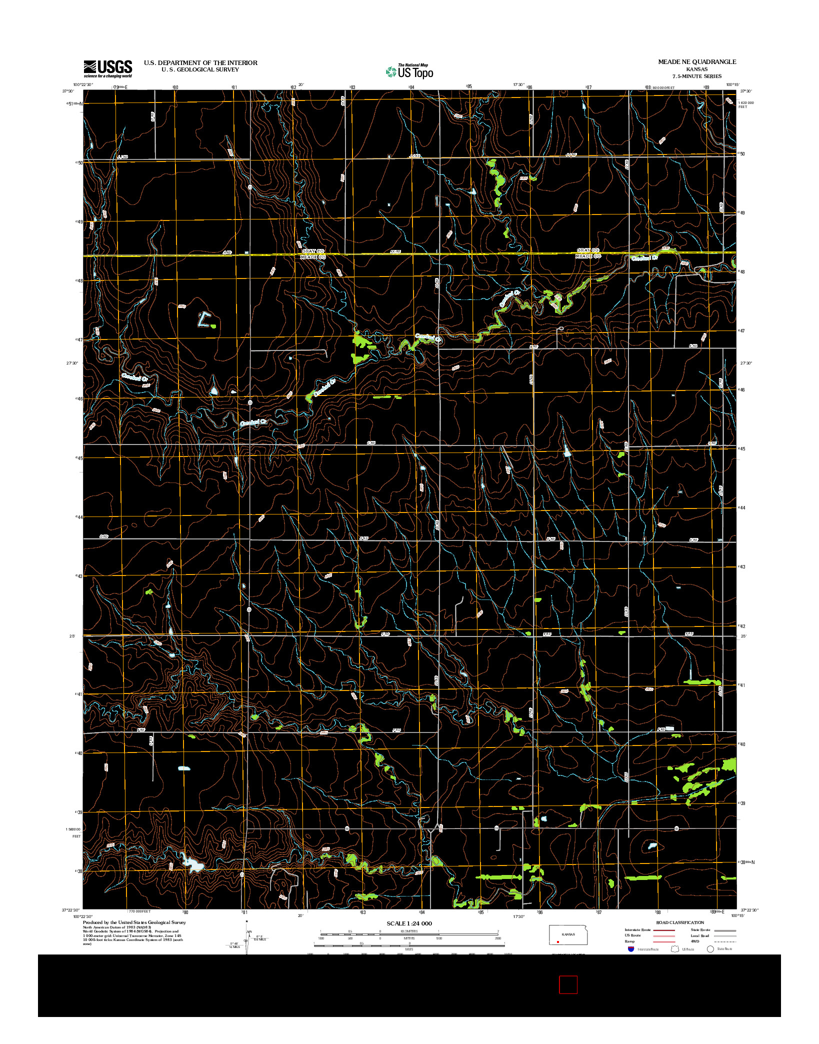 USGS US TOPO 7.5-MINUTE MAP FOR MEADE NE, KS 2012