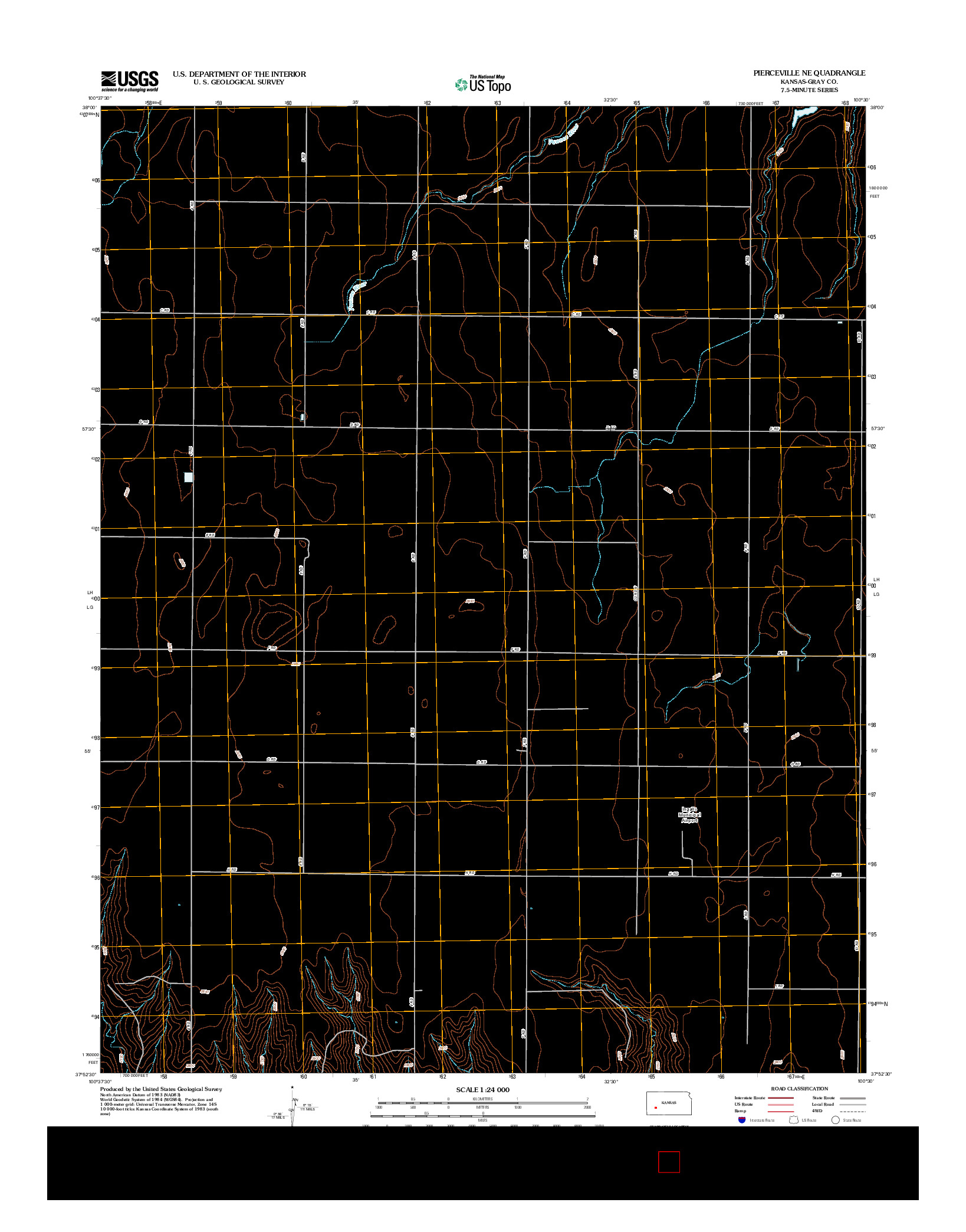 USGS US TOPO 7.5-MINUTE MAP FOR PIERCEVILLE NE, KS 2012