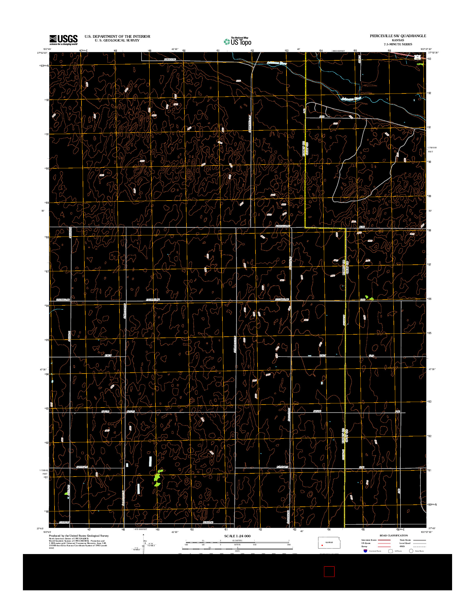 USGS US TOPO 7.5-MINUTE MAP FOR PIERCEVILLE SW, KS 2012