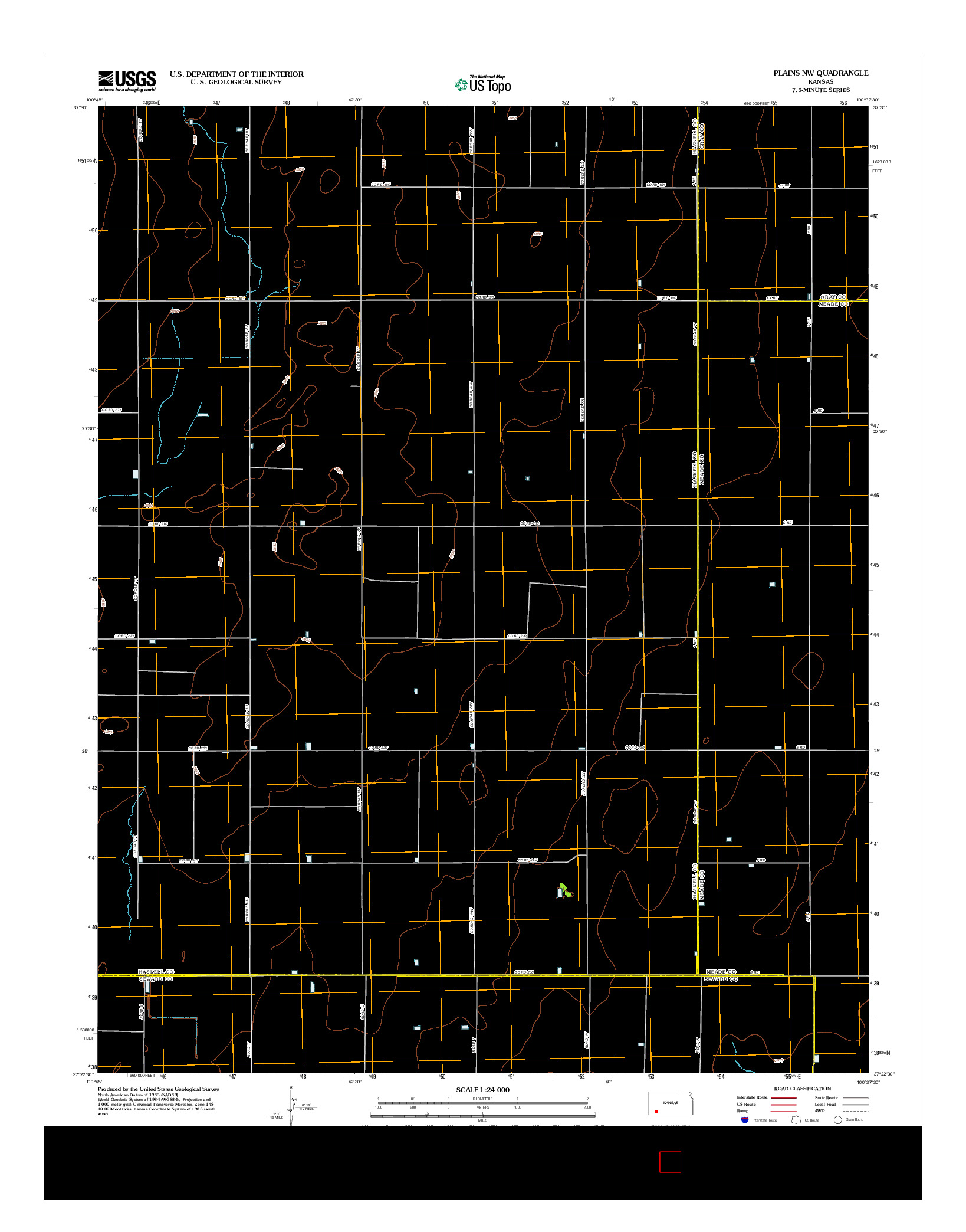 USGS US TOPO 7.5-MINUTE MAP FOR PLAINS NW, KS 2012