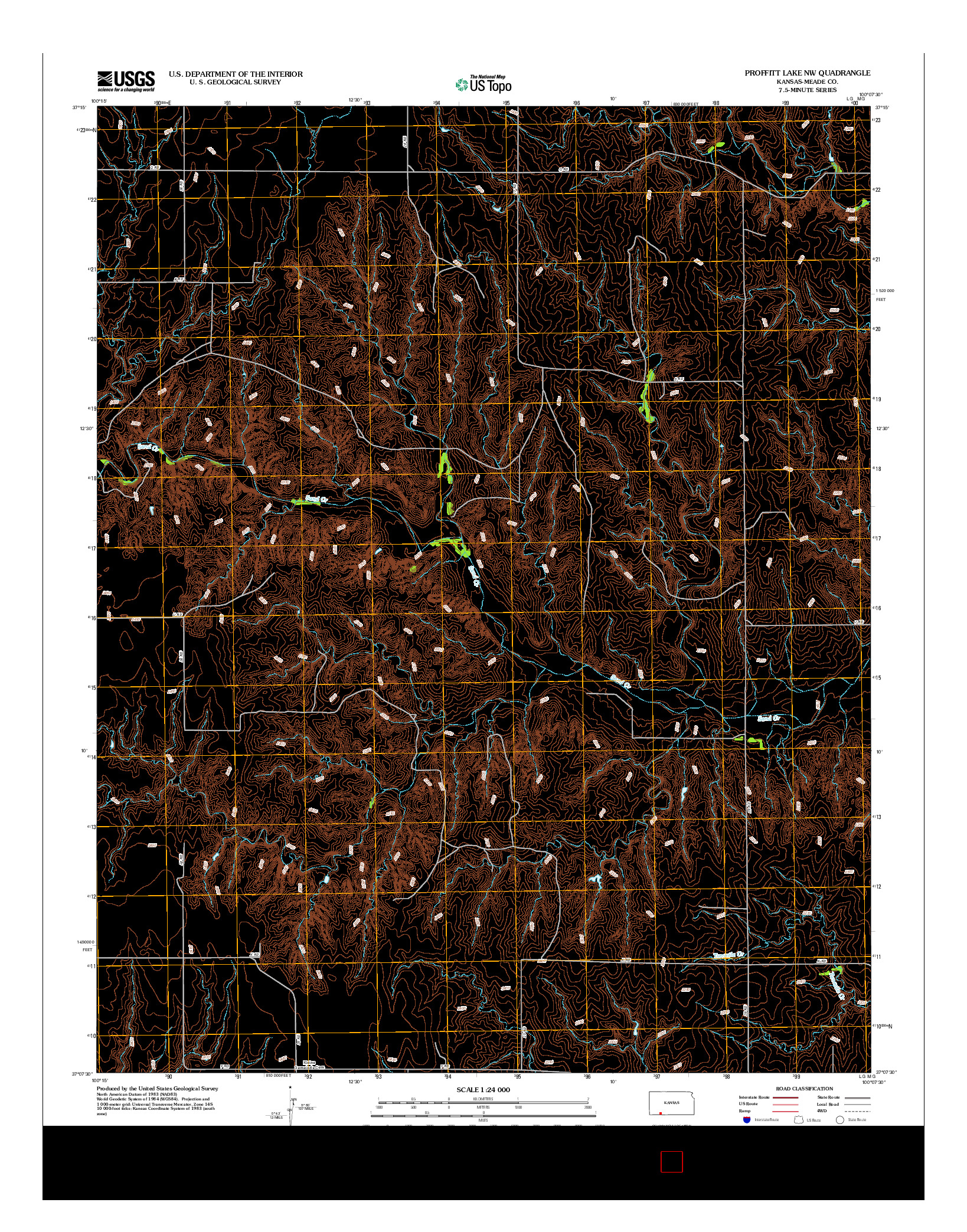 USGS US TOPO 7.5-MINUTE MAP FOR PROFFITT LAKE NW, KS 2012