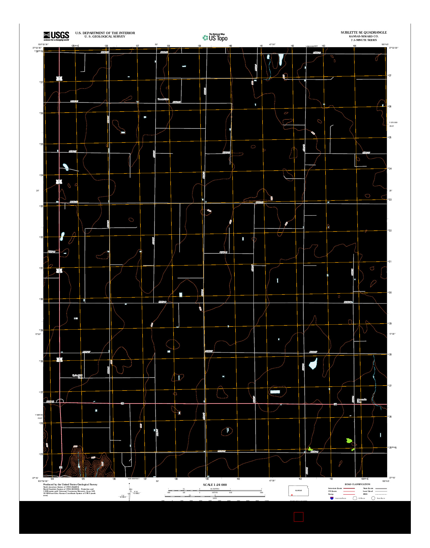 USGS US TOPO 7.5-MINUTE MAP FOR SUBLETTE SE, KS 2012