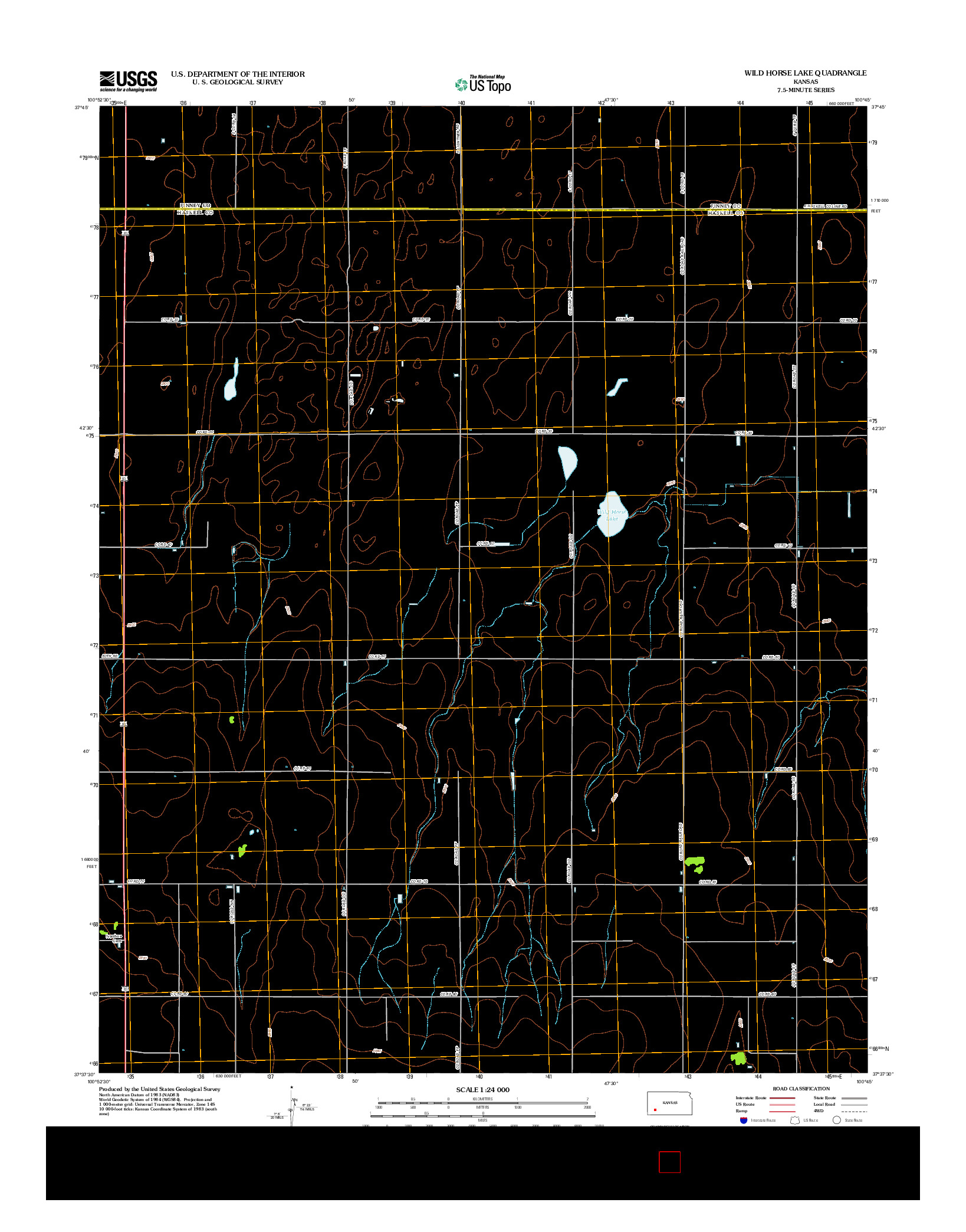 USGS US TOPO 7.5-MINUTE MAP FOR WILD HORSE LAKE, KS 2012