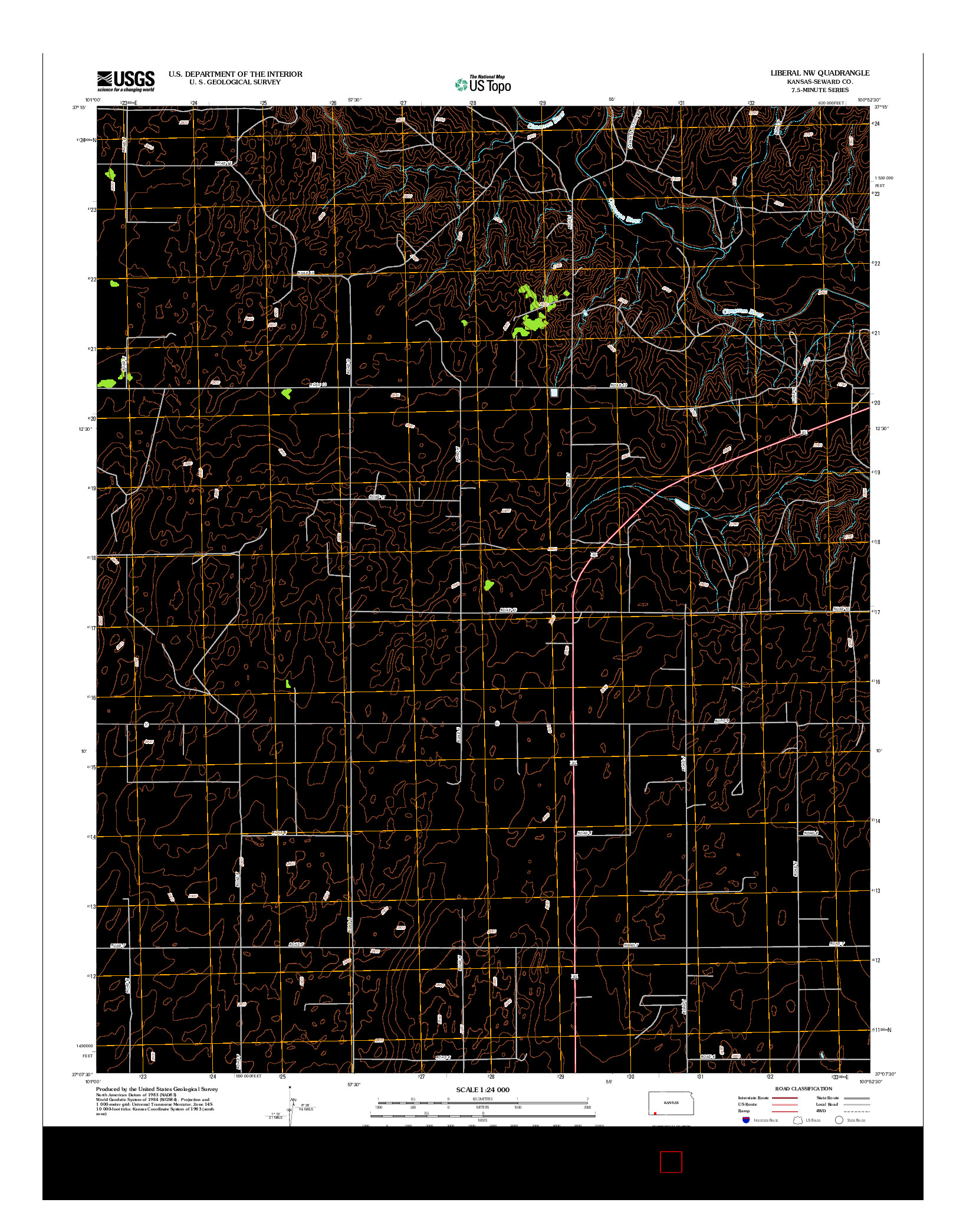 USGS US TOPO 7.5-MINUTE MAP FOR LIBERAL NW, KS 2012
