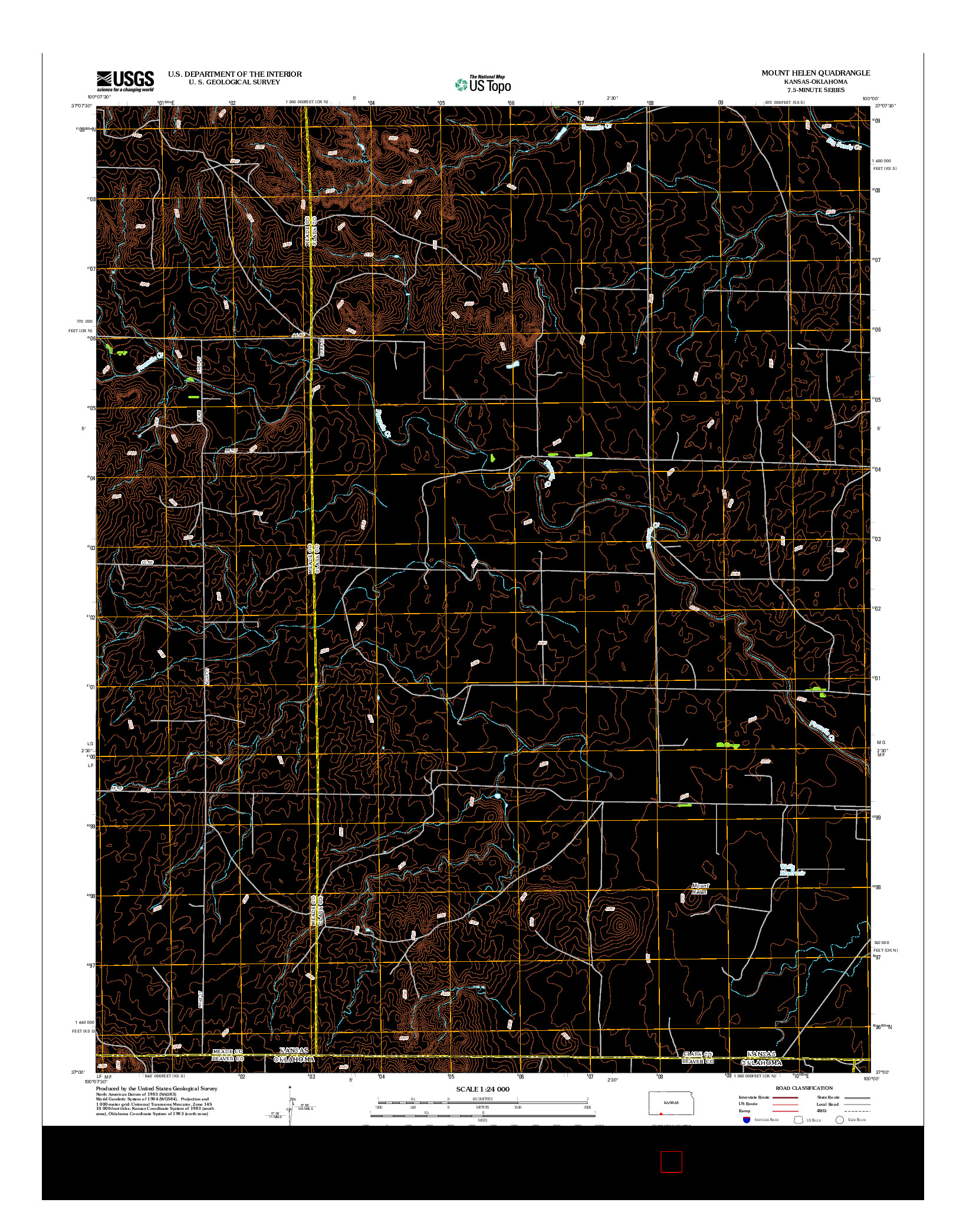 USGS US TOPO 7.5-MINUTE MAP FOR MOUNT HELEN, KS-OK 2012