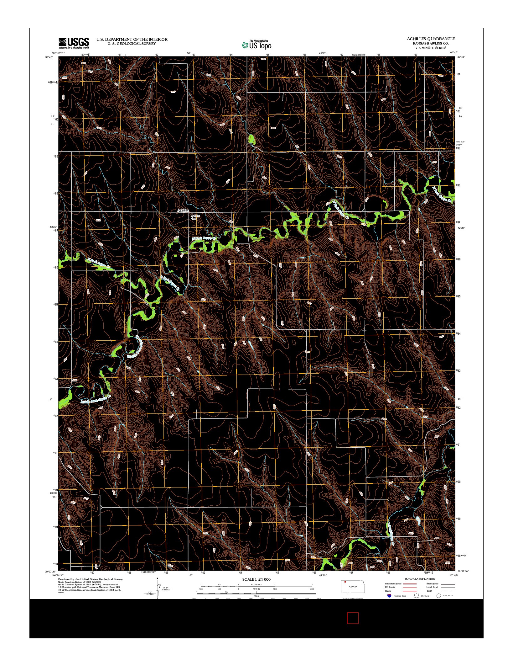 USGS US TOPO 7.5-MINUTE MAP FOR ACHILLES, KS 2012