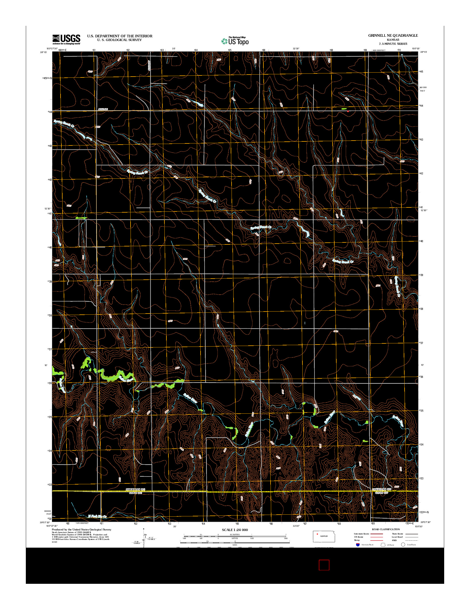 USGS US TOPO 7.5-MINUTE MAP FOR GRINNELL NE, KS 2012