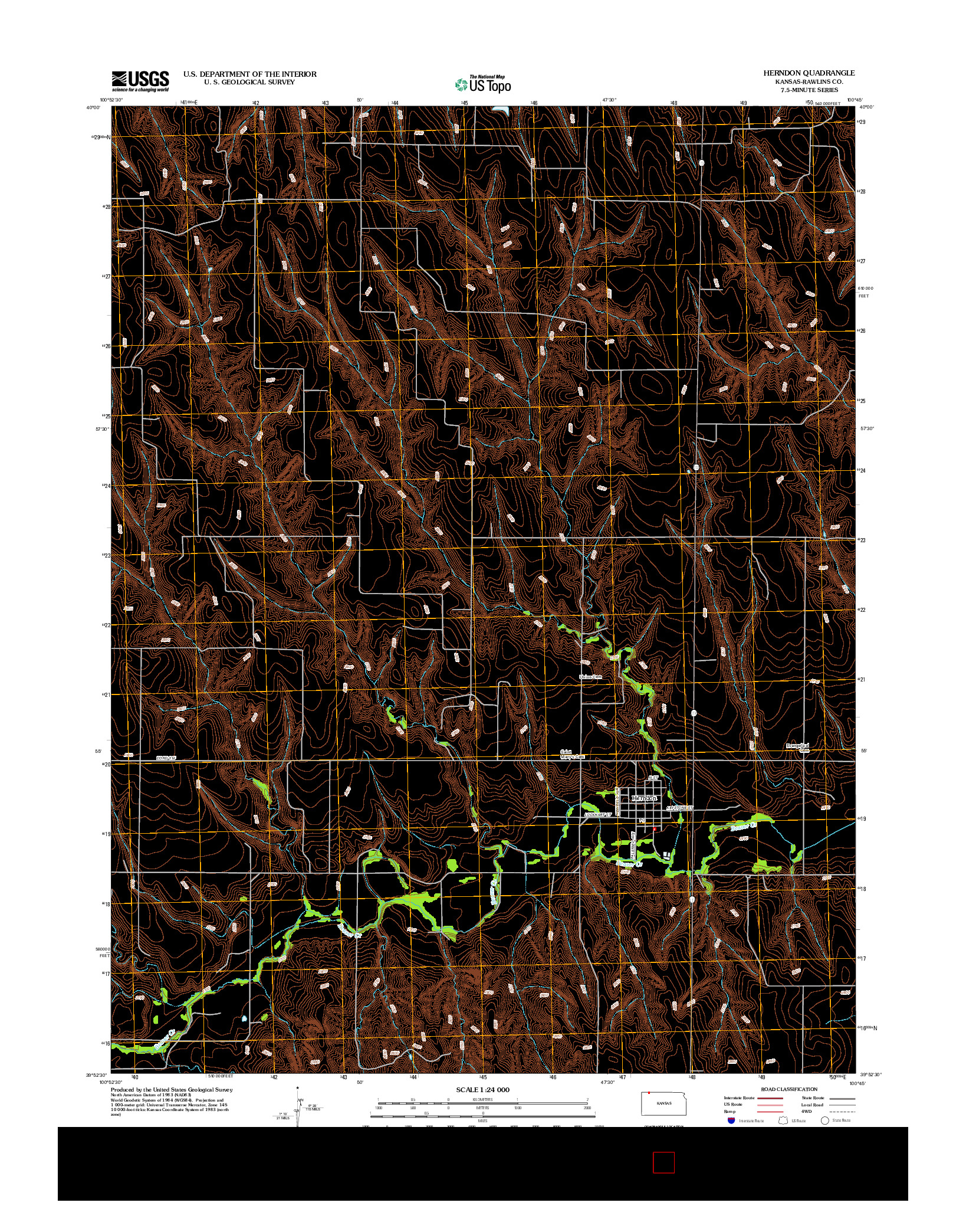 USGS US TOPO 7.5-MINUTE MAP FOR HERNDON, KS 2012