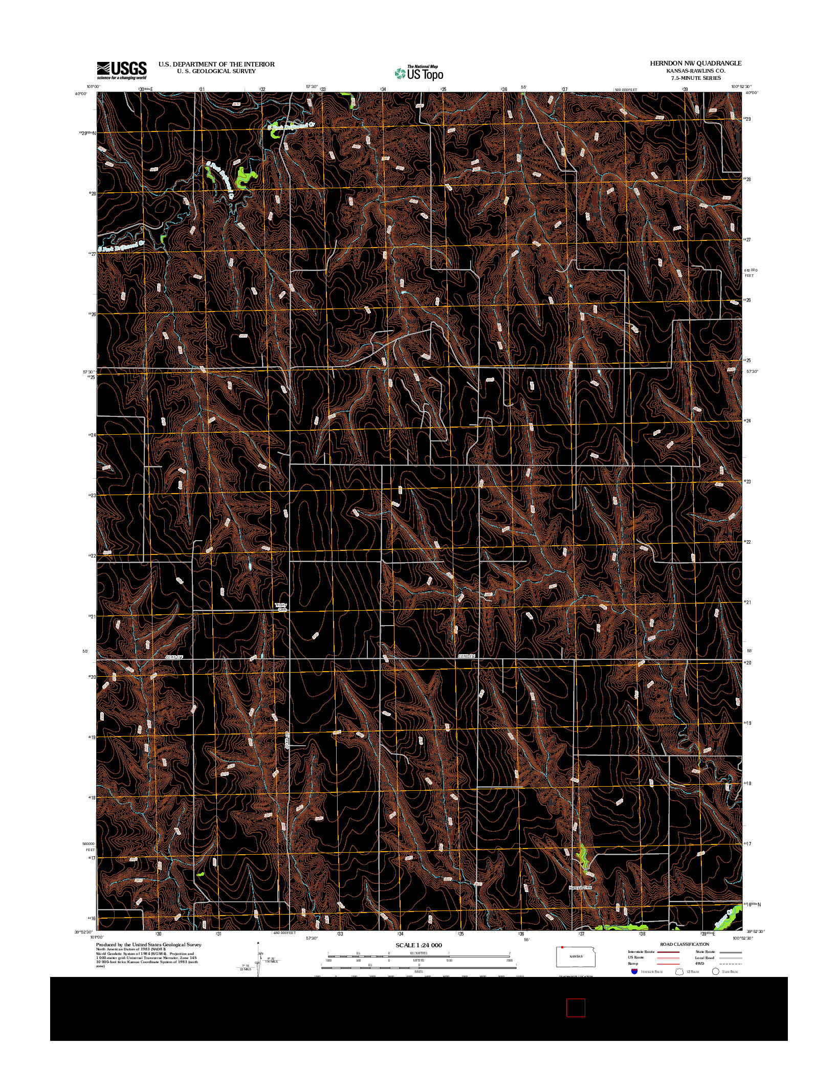 USGS US TOPO 7.5-MINUTE MAP FOR HERNDON NW, KS 2012