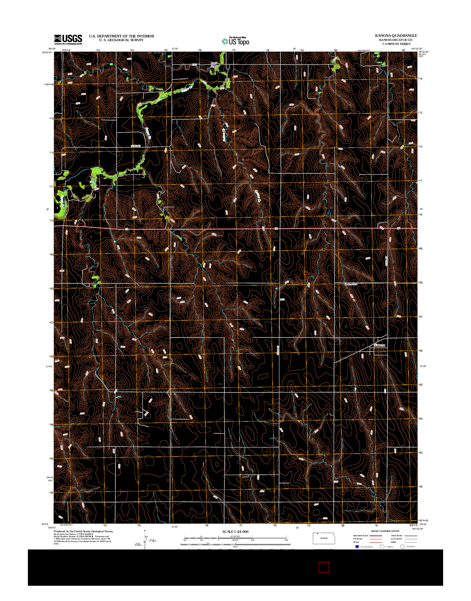 USGS US TOPO 7.5-MINUTE MAP FOR KANONA, KS 2012