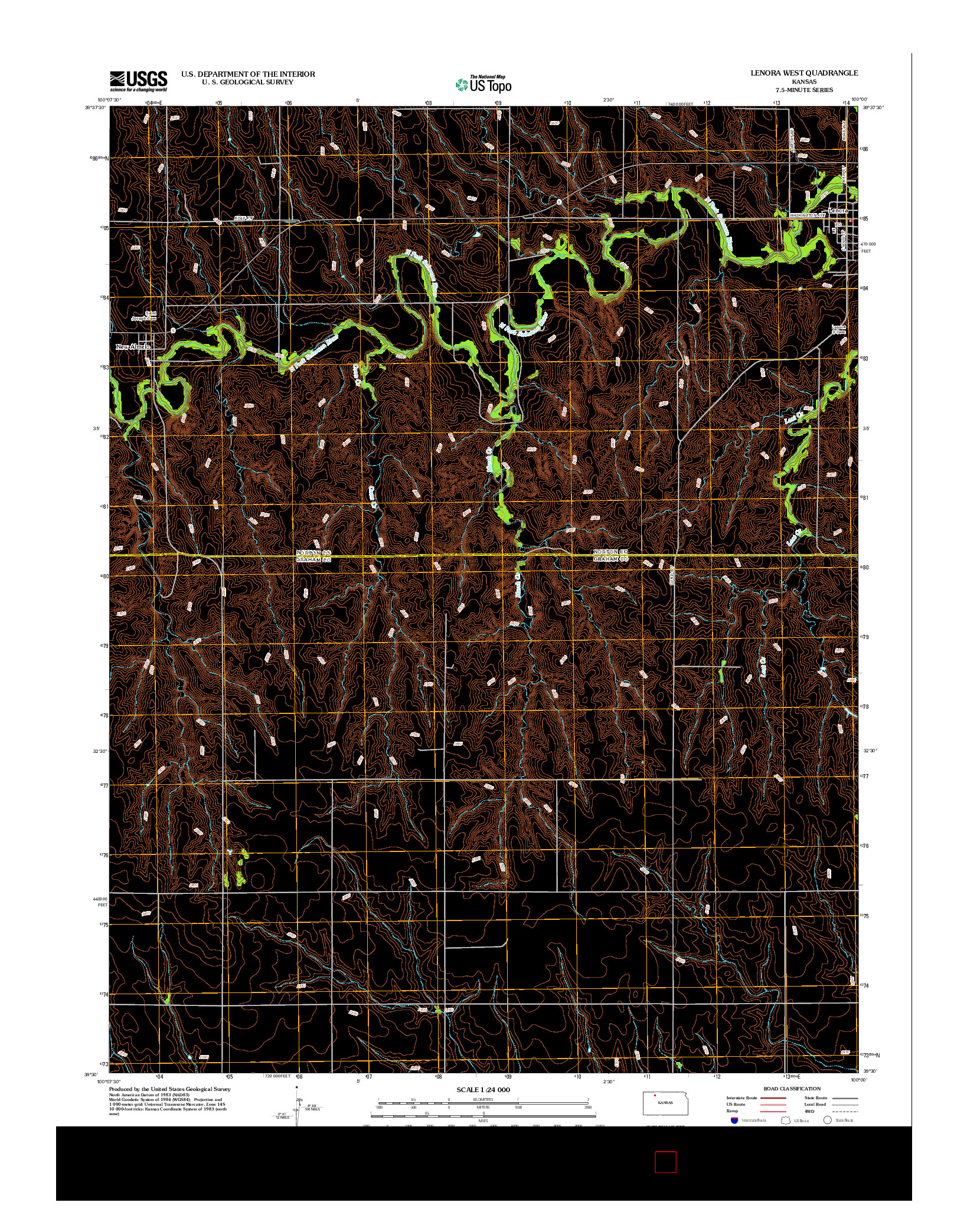 USGS US TOPO 7.5-MINUTE MAP FOR LENORA WEST, KS 2012