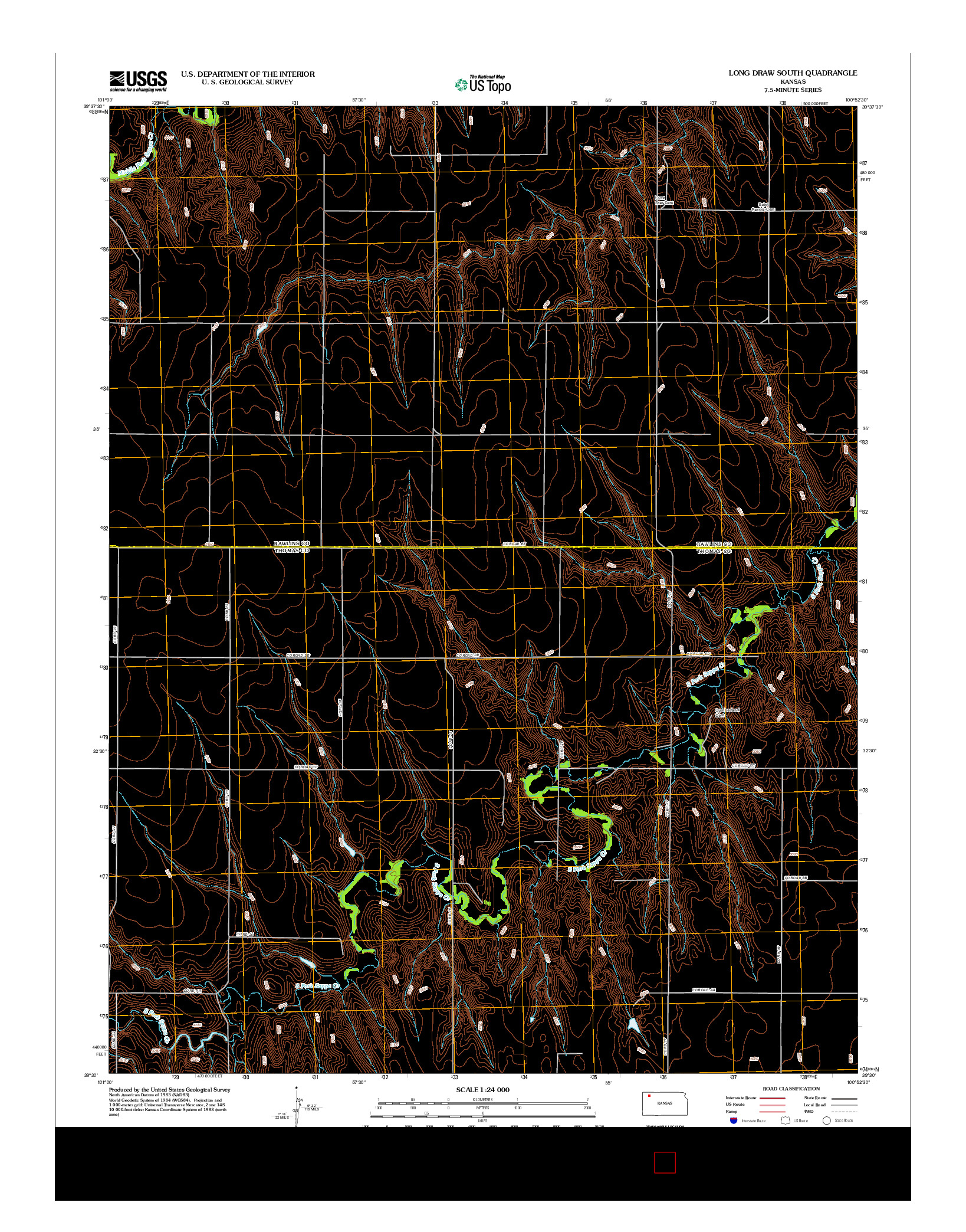 USGS US TOPO 7.5-MINUTE MAP FOR LONG DRAW SOUTH, KS 2012