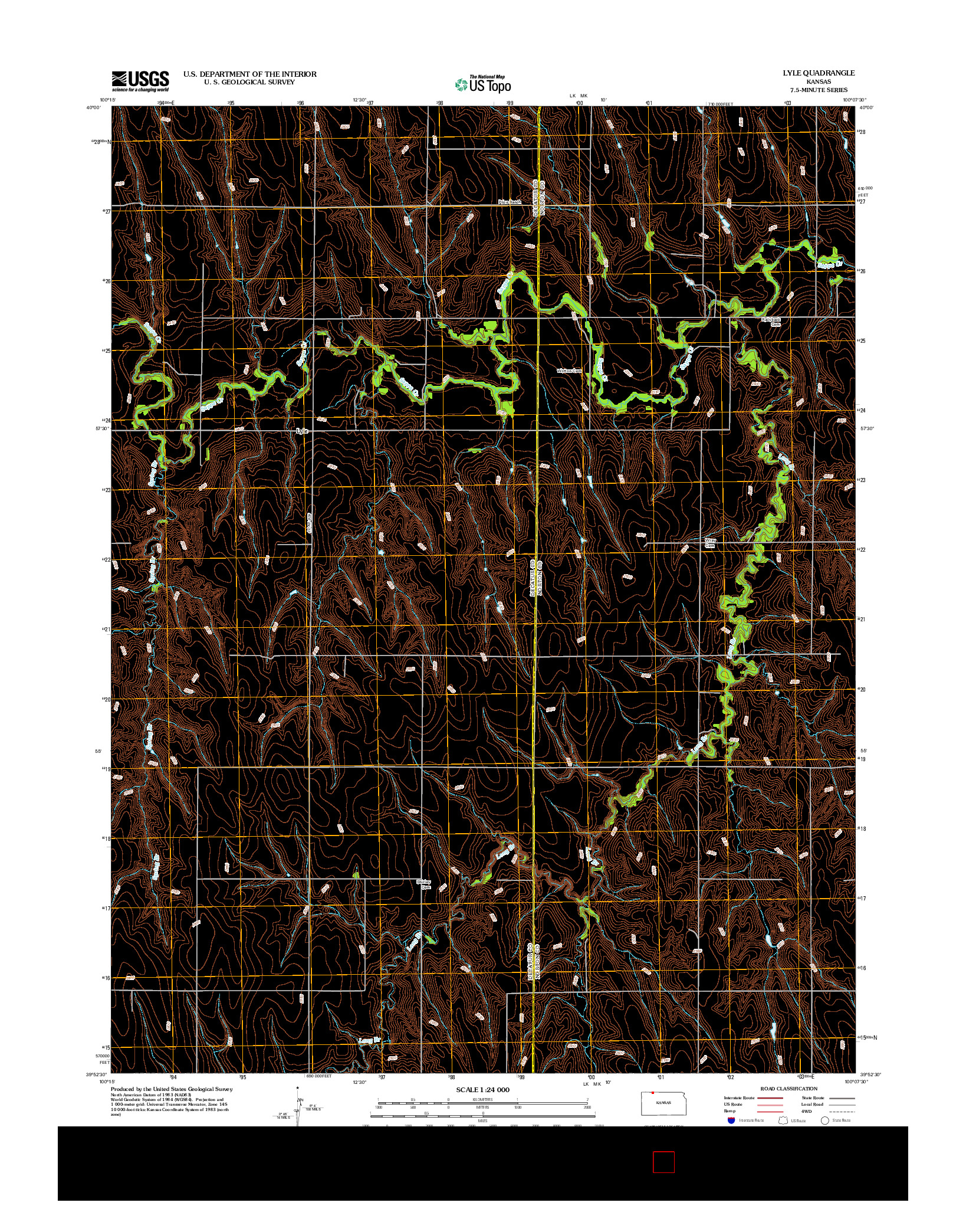 USGS US TOPO 7.5-MINUTE MAP FOR LYLE, KS 2012