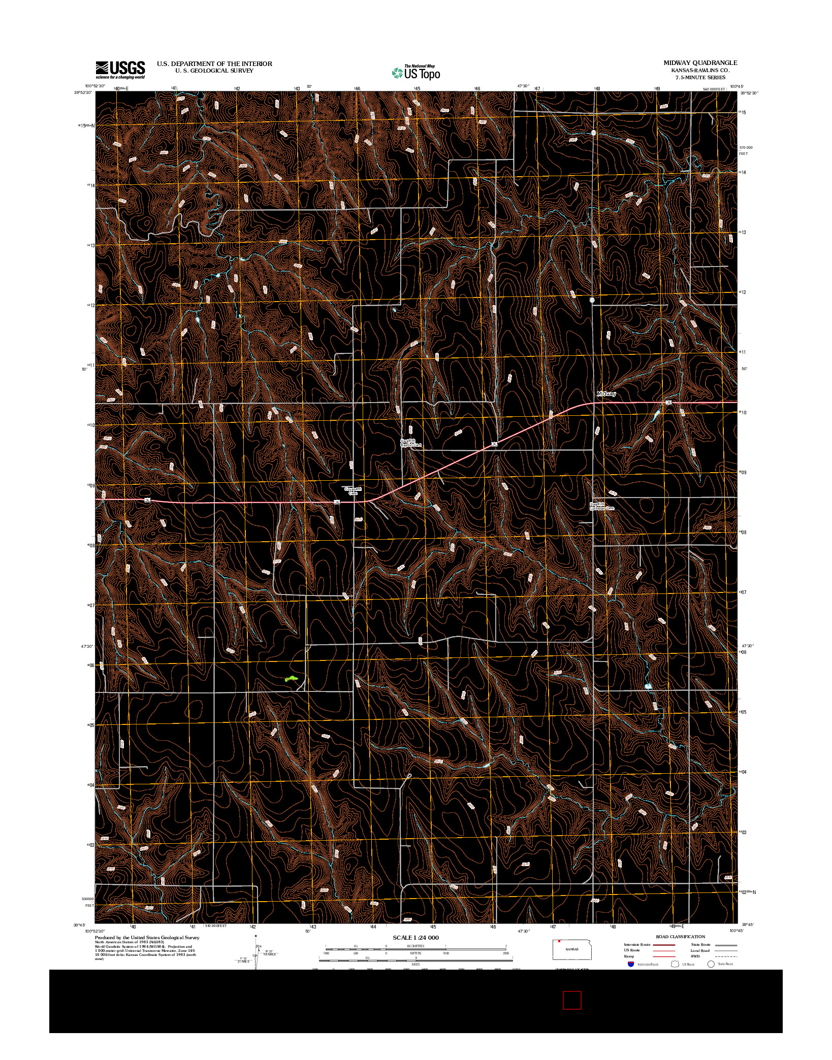 USGS US TOPO 7.5-MINUTE MAP FOR MIDWAY, KS 2012