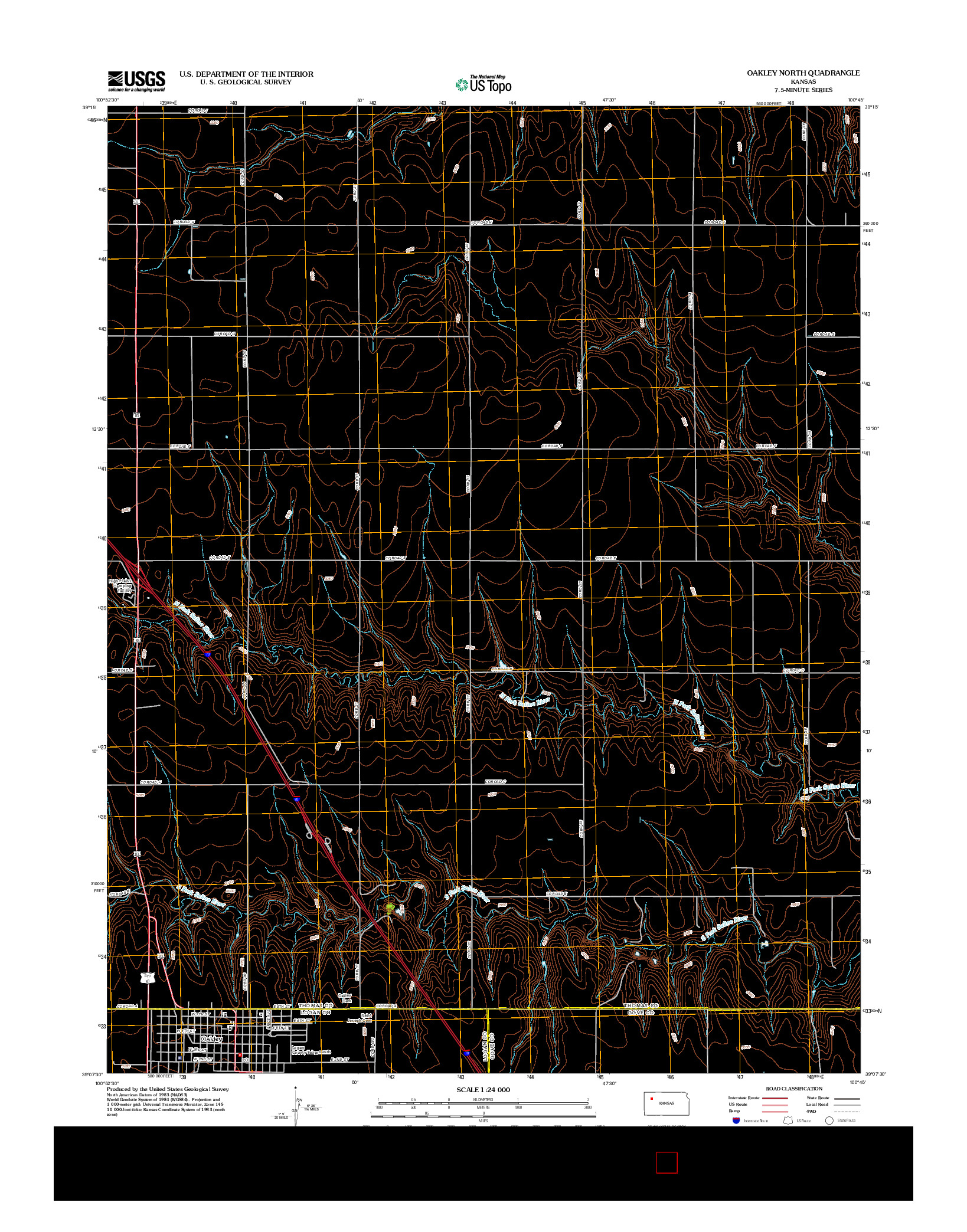 USGS US TOPO 7.5-MINUTE MAP FOR OAKLEY NORTH, KS 2012