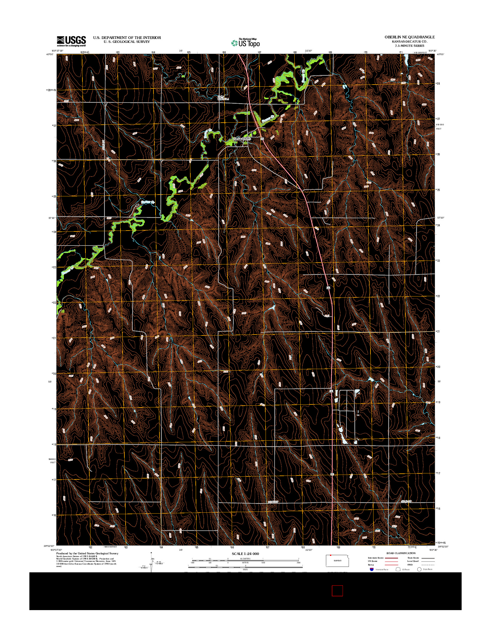 USGS US TOPO 7.5-MINUTE MAP FOR OBERLIN NE, KS 2012