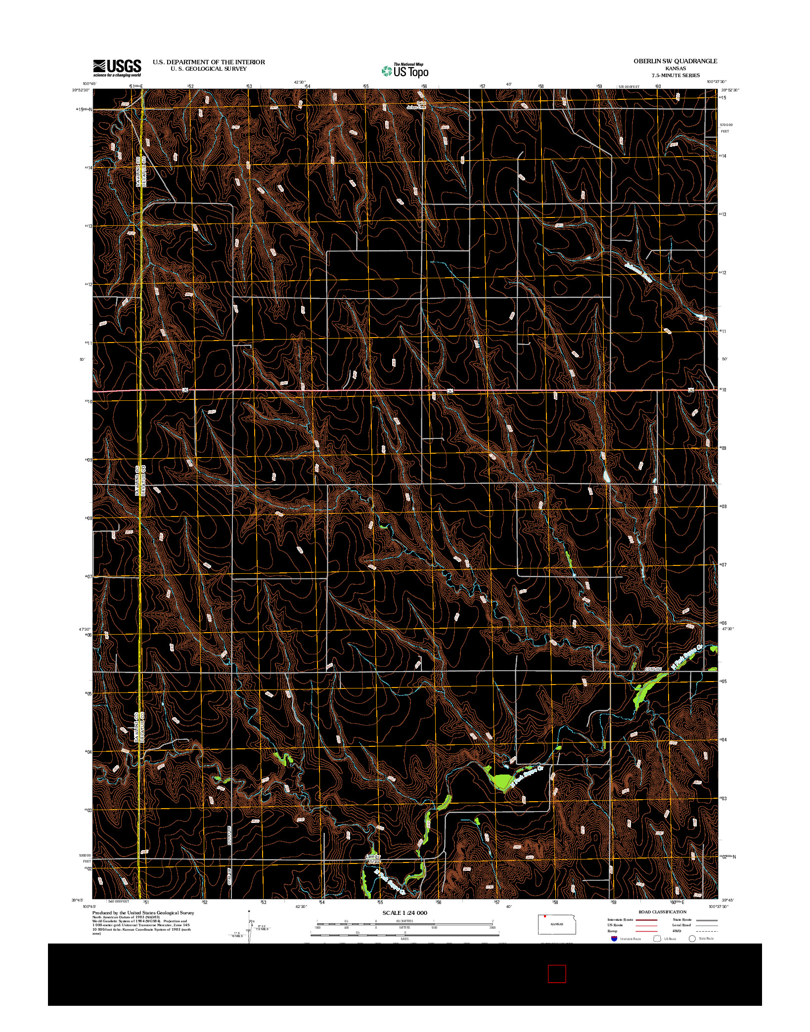 USGS US TOPO 7.5-MINUTE MAP FOR OBERLIN SW, KS 2012