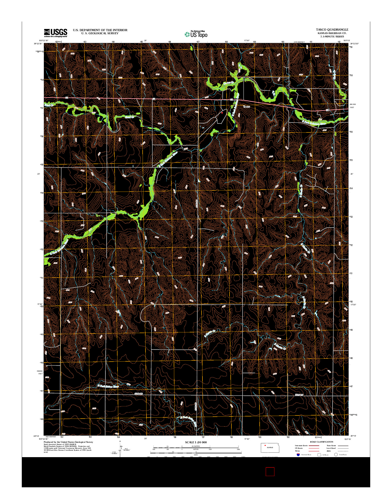 USGS US TOPO 7.5-MINUTE MAP FOR TASCO, KS 2012