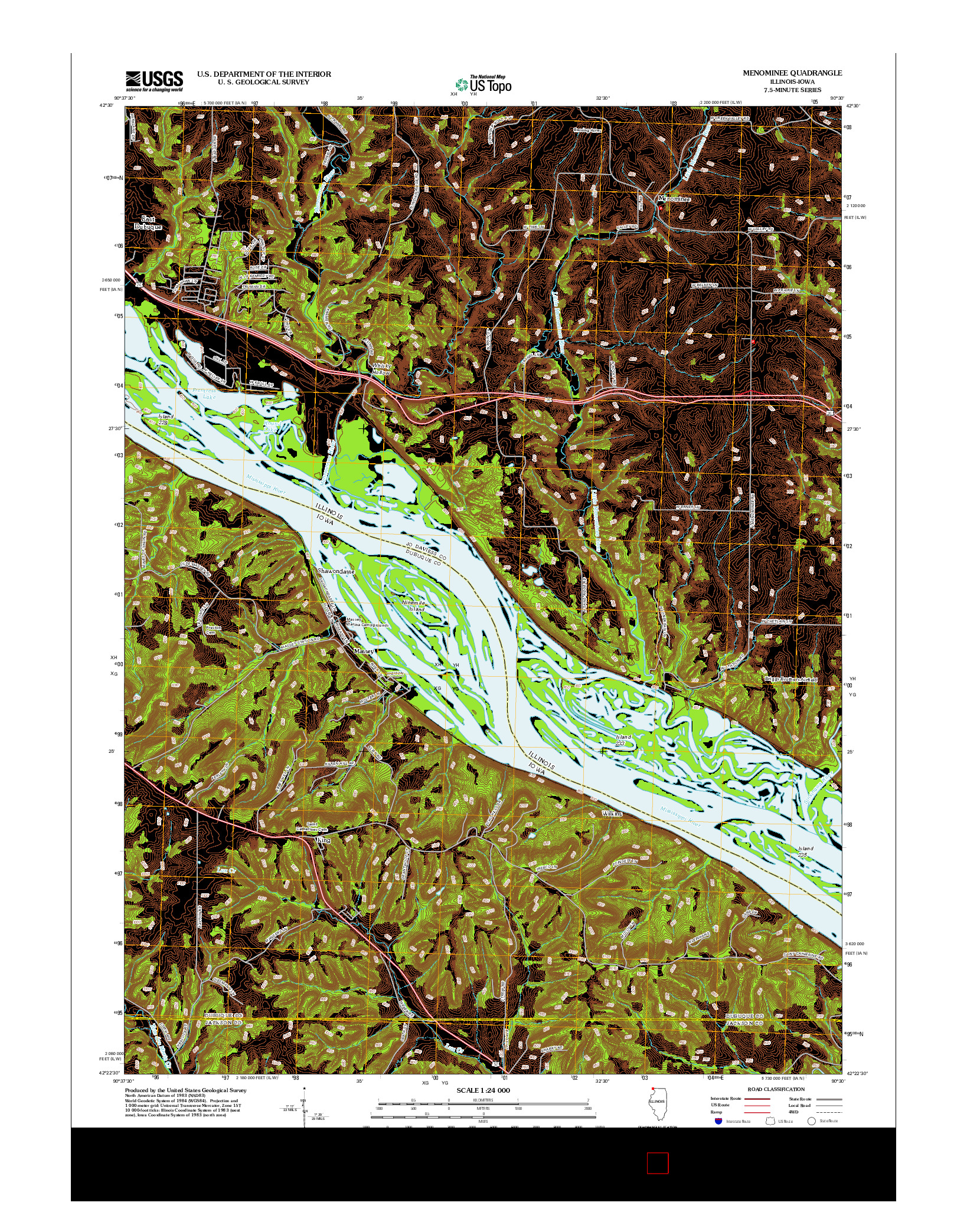 USGS US TOPO 7.5-MINUTE MAP FOR MENOMINEE, IL-IA 2012