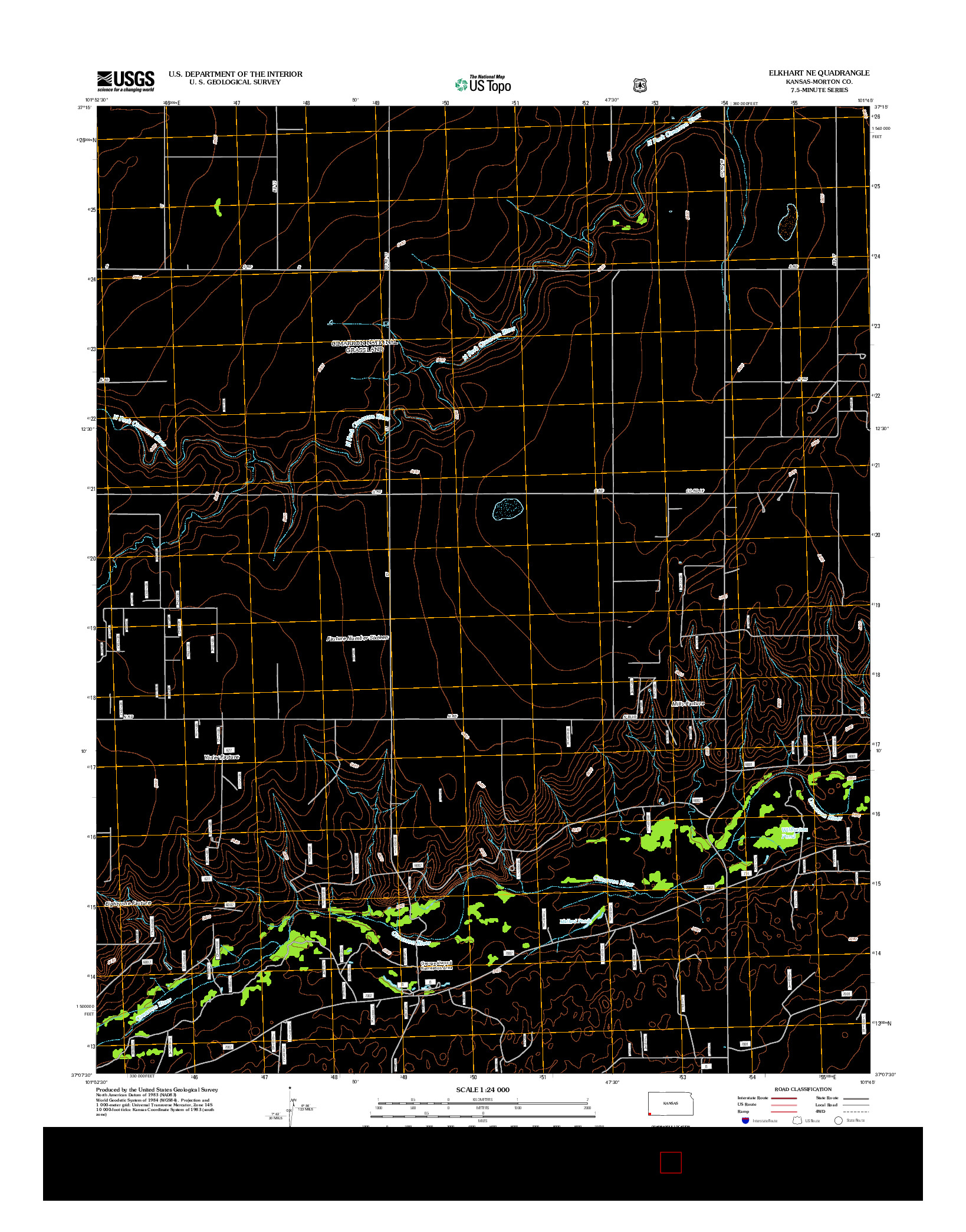 USGS US TOPO 7.5-MINUTE MAP FOR ELKHART NE, KS 2012