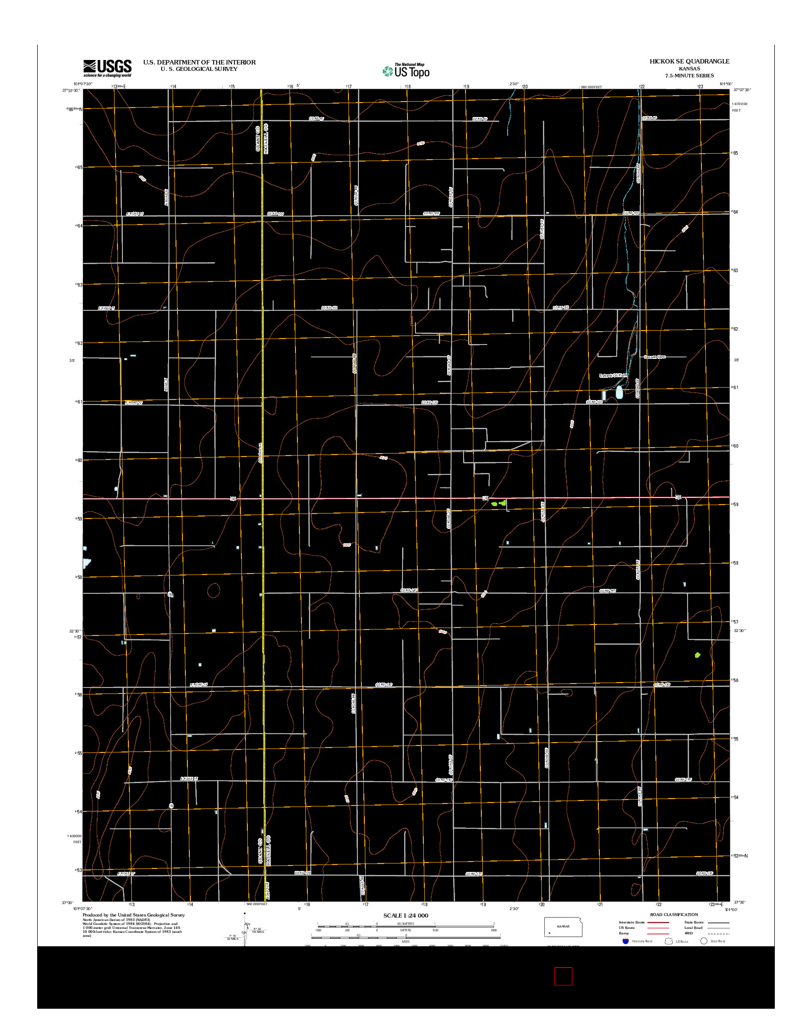 USGS US TOPO 7.5-MINUTE MAP FOR HICKOK SE, KS 2012