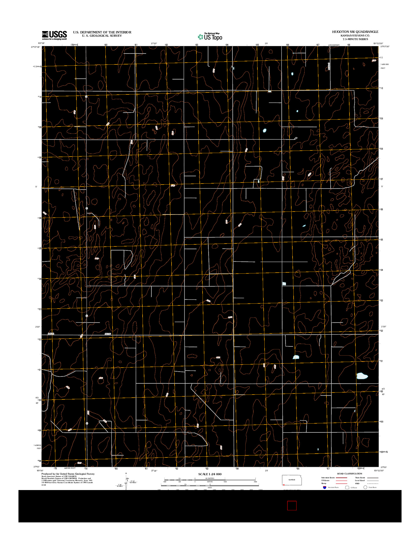 USGS US TOPO 7.5-MINUTE MAP FOR HUGOTON SW, KS 2012