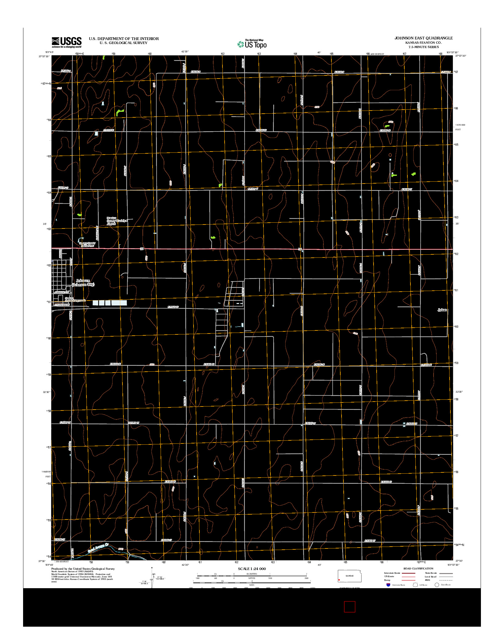 USGS US TOPO 7.5-MINUTE MAP FOR JOHNSON EAST, KS 2012