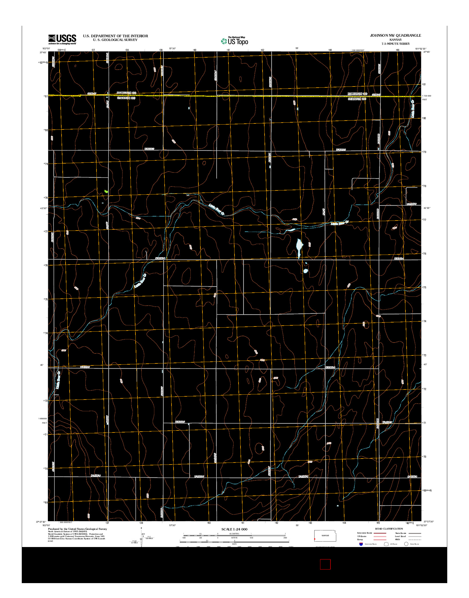USGS US TOPO 7.5-MINUTE MAP FOR JOHNSON NW, KS 2012