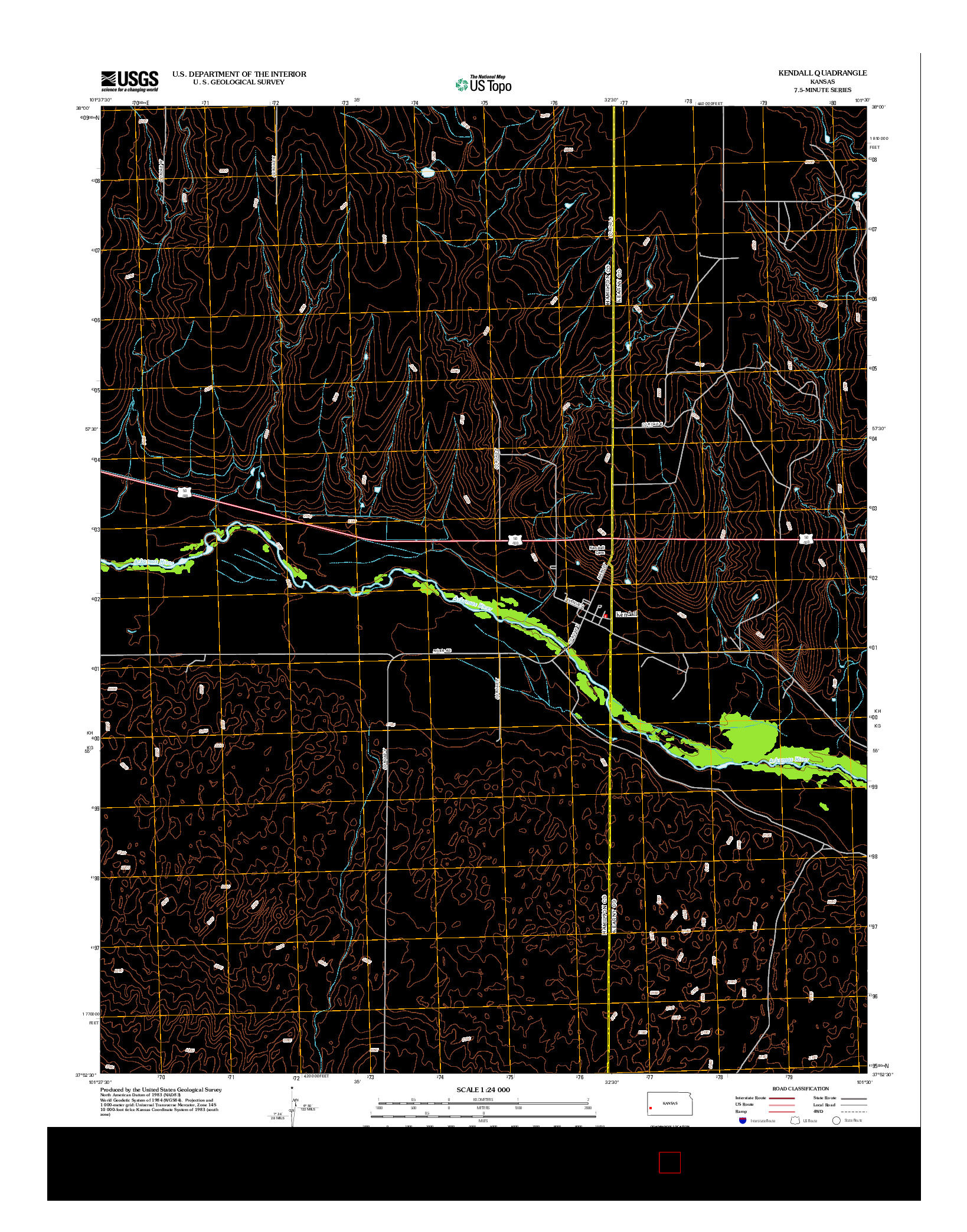 USGS US TOPO 7.5-MINUTE MAP FOR KENDALL, KS 2012
