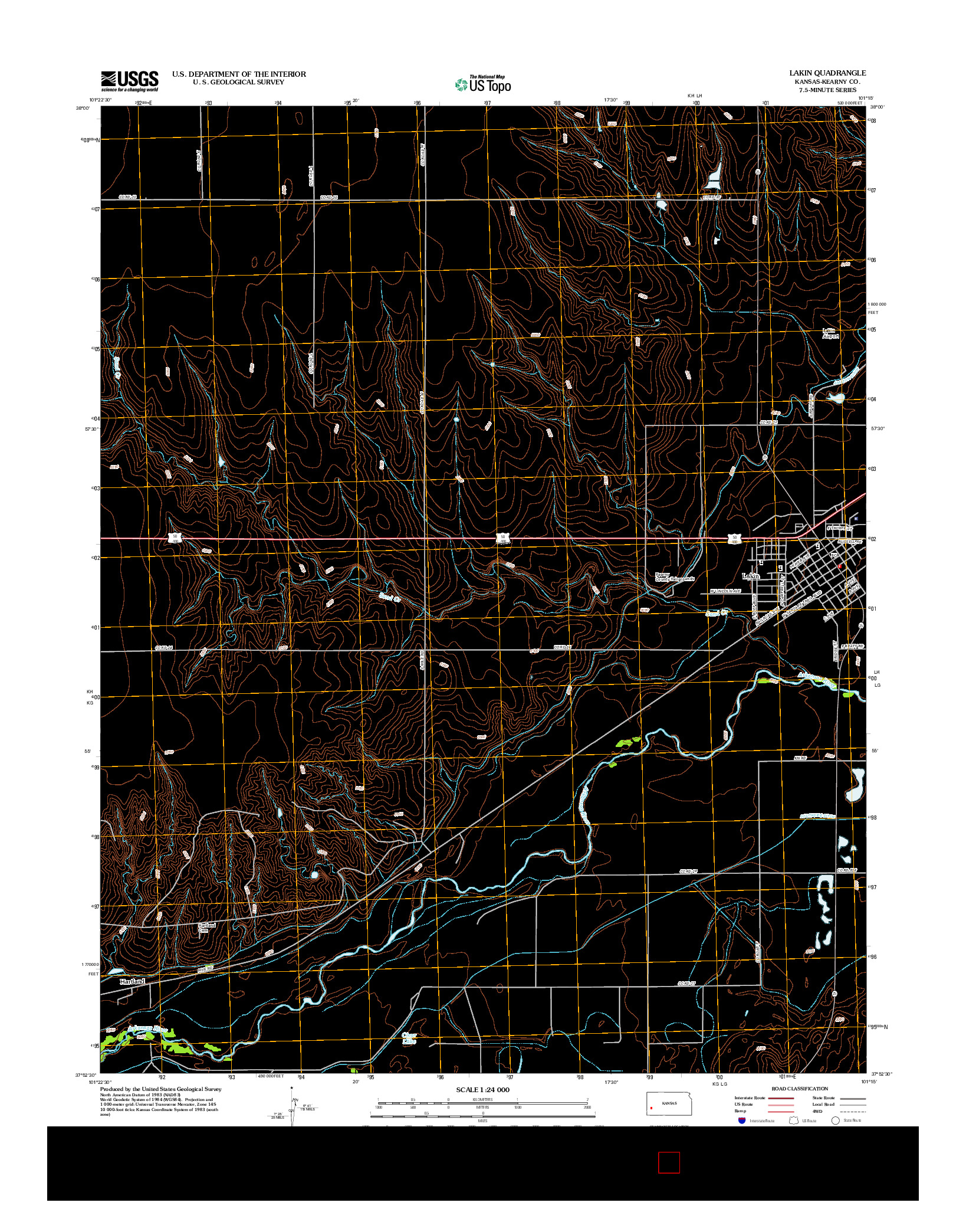 USGS US TOPO 7.5-MINUTE MAP FOR LAKIN, KS 2012