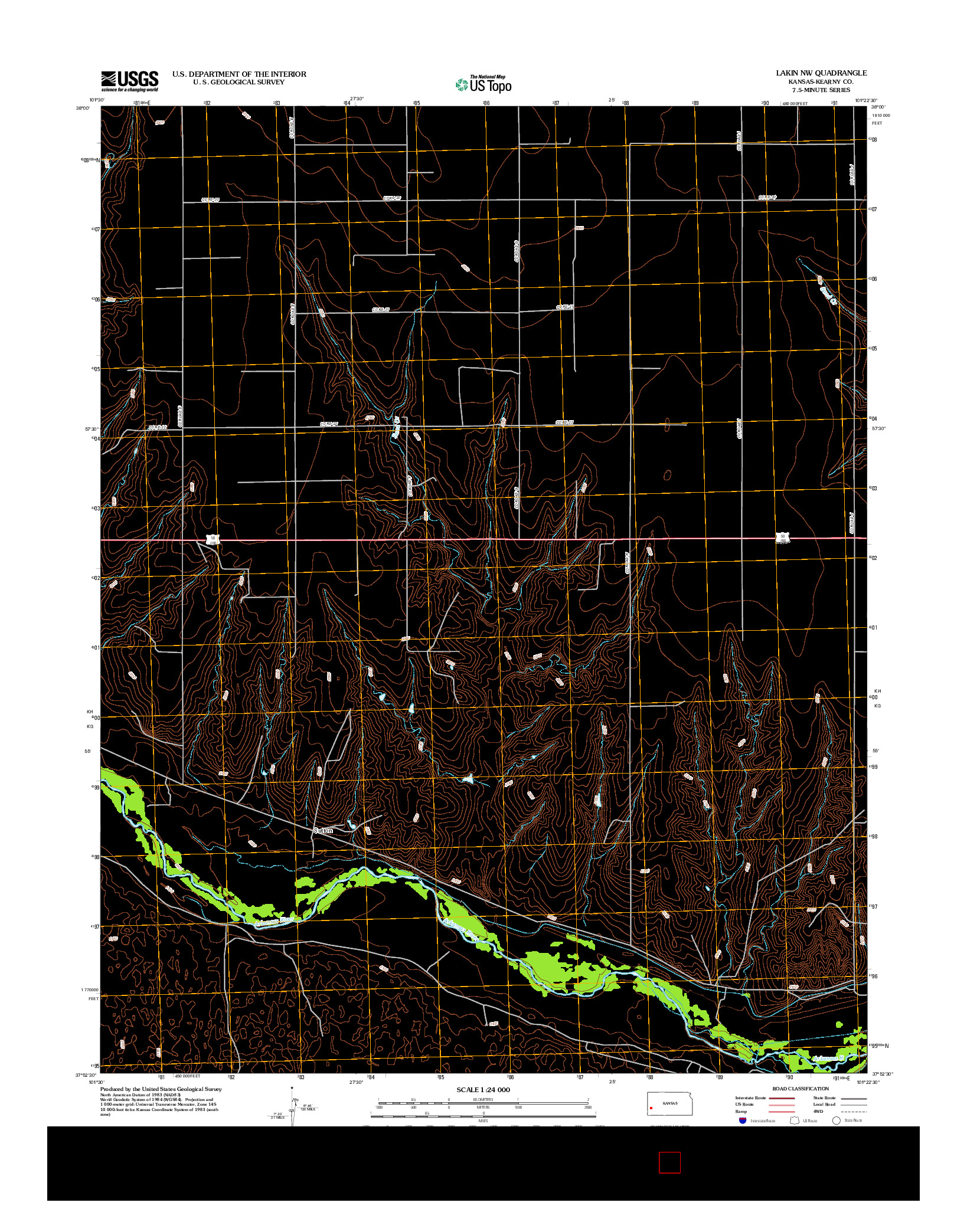 USGS US TOPO 7.5-MINUTE MAP FOR LAKIN NW, KS 2012