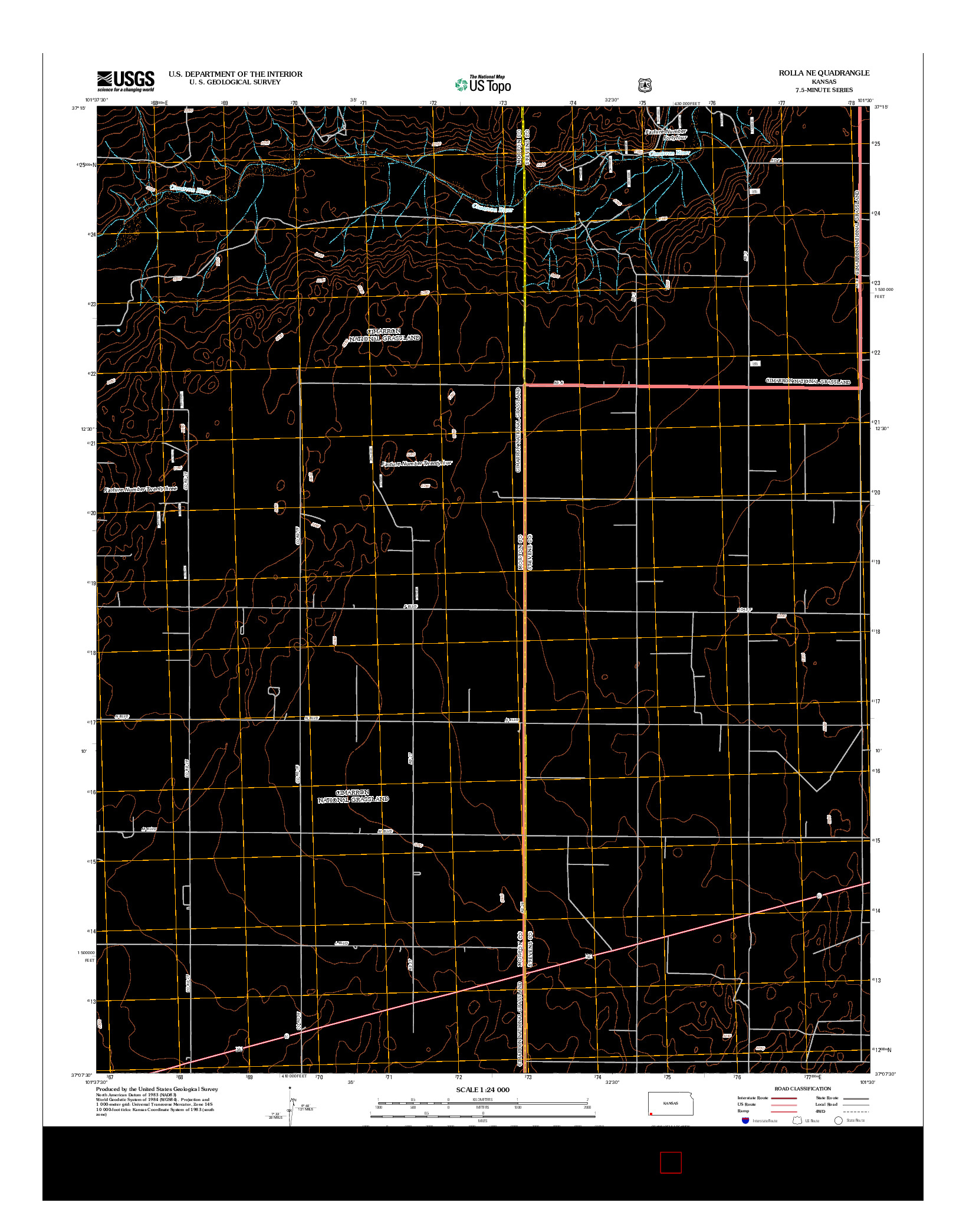 USGS US TOPO 7.5-MINUTE MAP FOR ROLLA NE, KS 2012