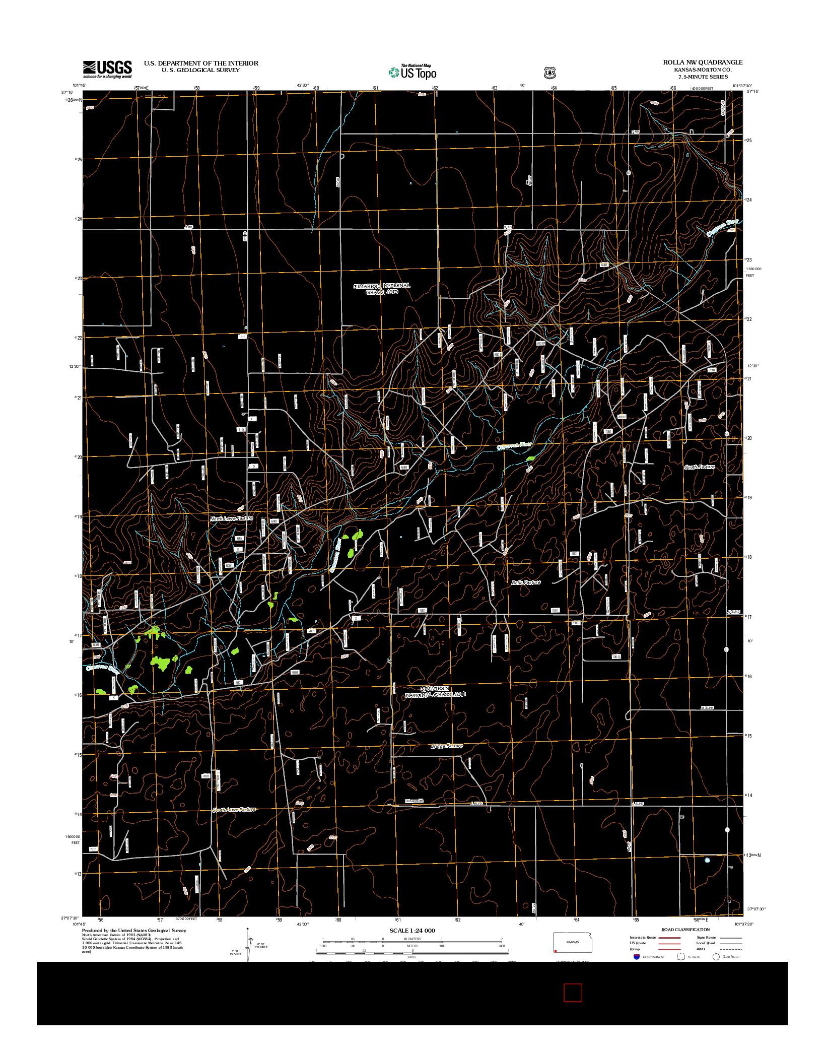 USGS US TOPO 7.5-MINUTE MAP FOR ROLLA NW, KS 2012