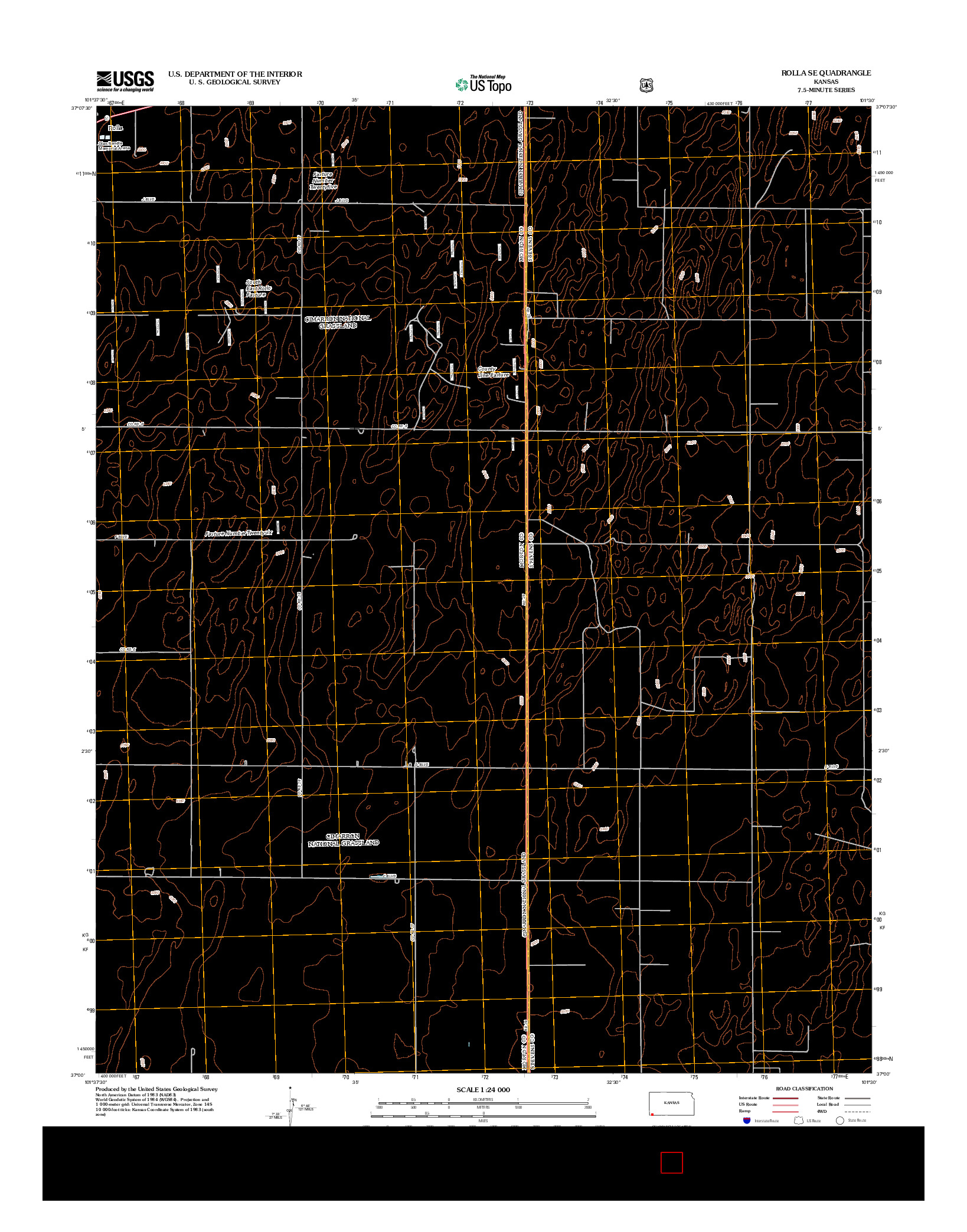 USGS US TOPO 7.5-MINUTE MAP FOR ROLLA SE, KS 2012
