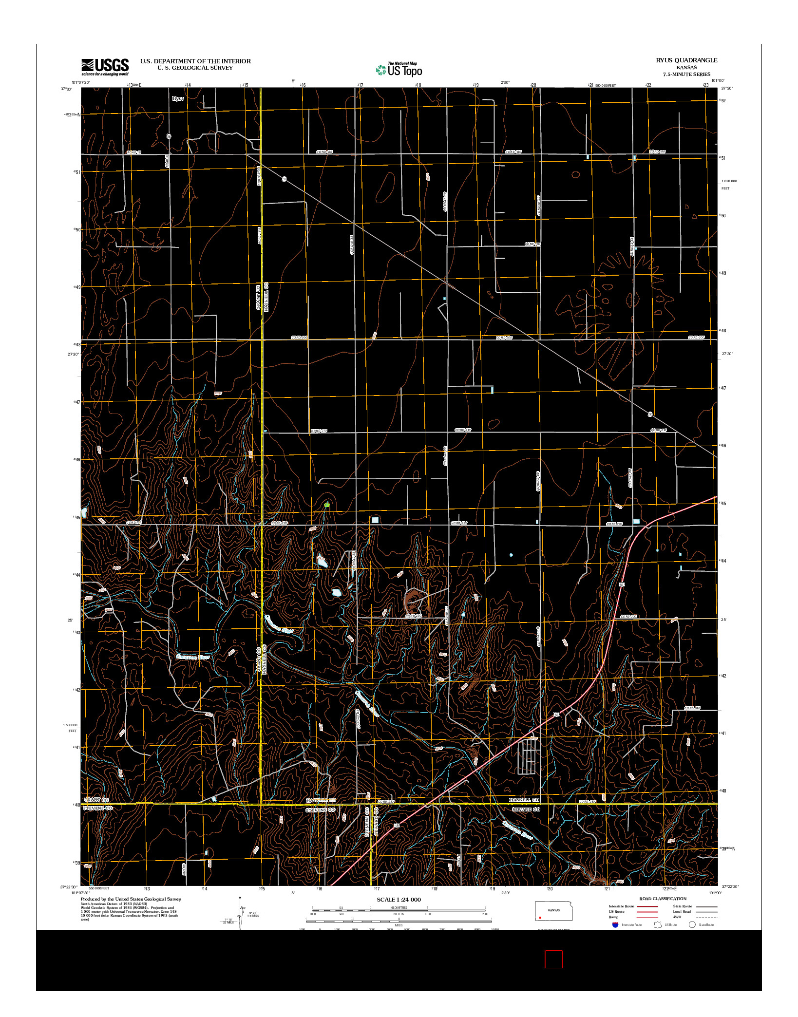 USGS US TOPO 7.5-MINUTE MAP FOR RYUS, KS 2012