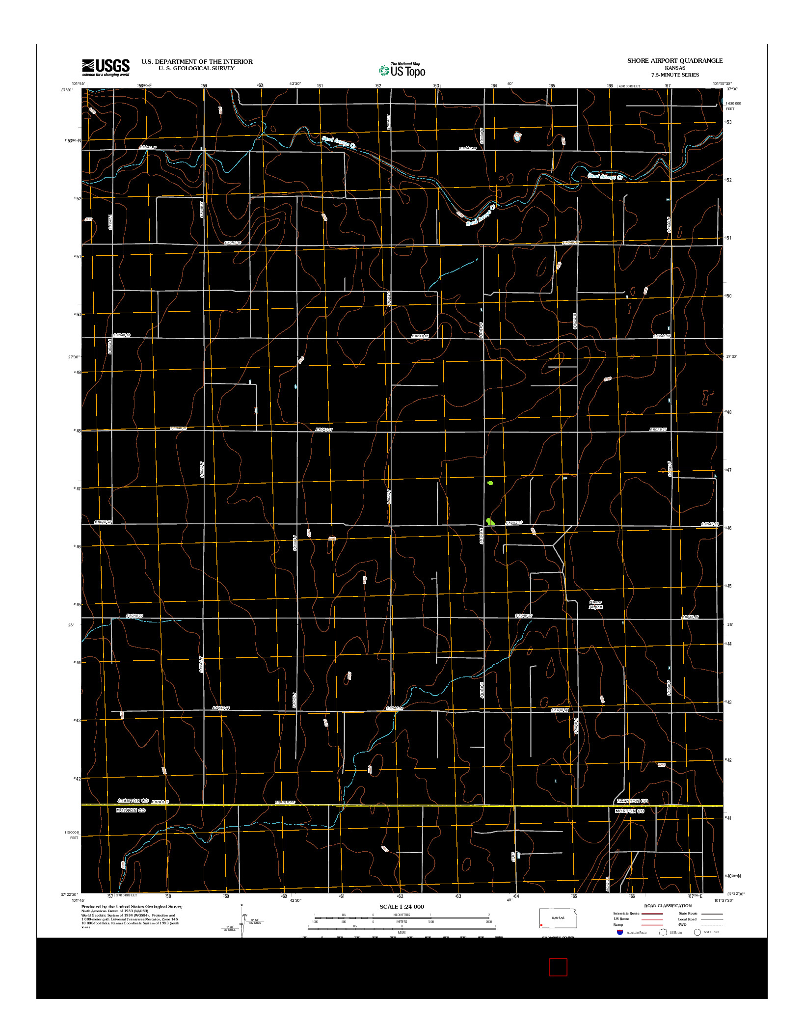 USGS US TOPO 7.5-MINUTE MAP FOR SHORE AIRPORT, KS 2012