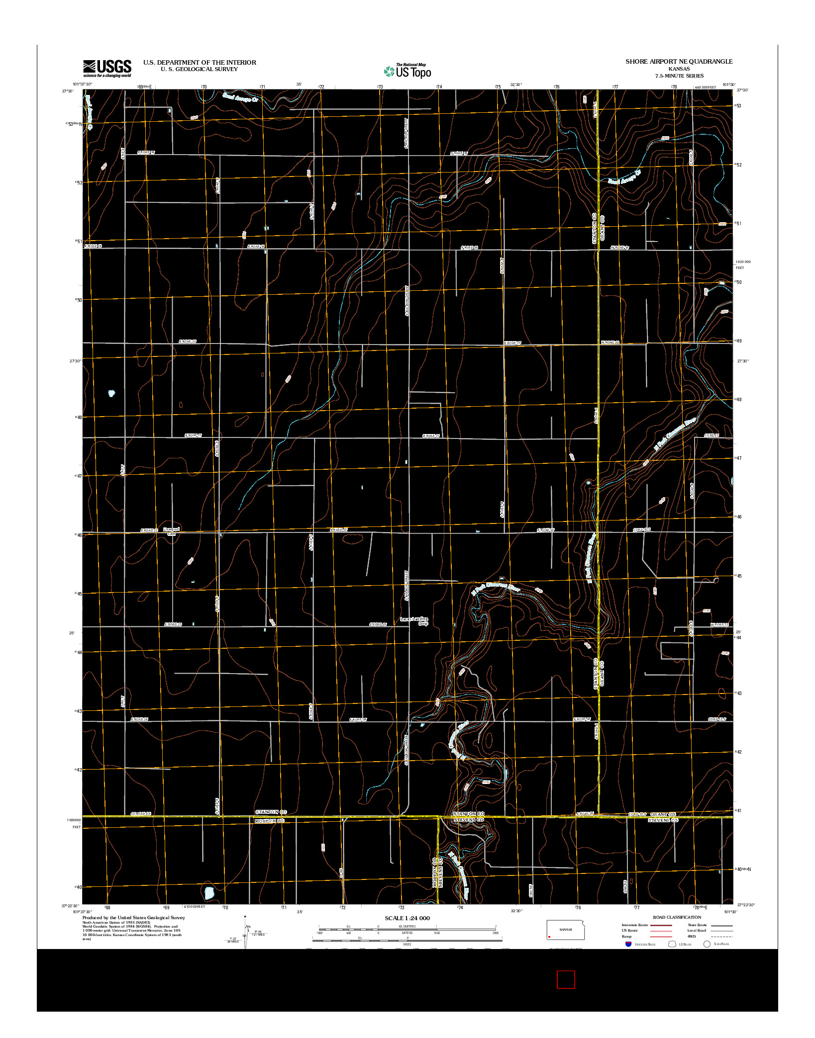 USGS US TOPO 7.5-MINUTE MAP FOR SHORE AIRPORT NE, KS 2012