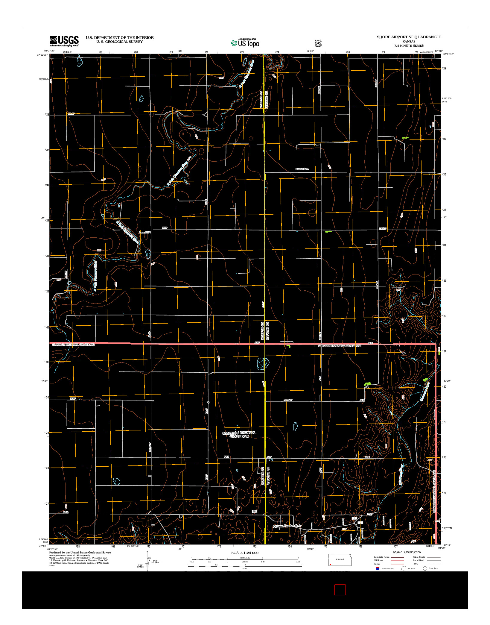 USGS US TOPO 7.5-MINUTE MAP FOR SHORE AIRPORT SE, KS 2012