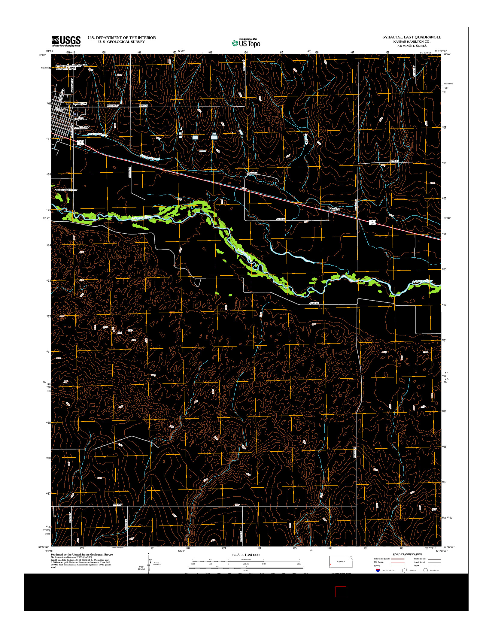 USGS US TOPO 7.5-MINUTE MAP FOR SYRACUSE EAST, KS 2012