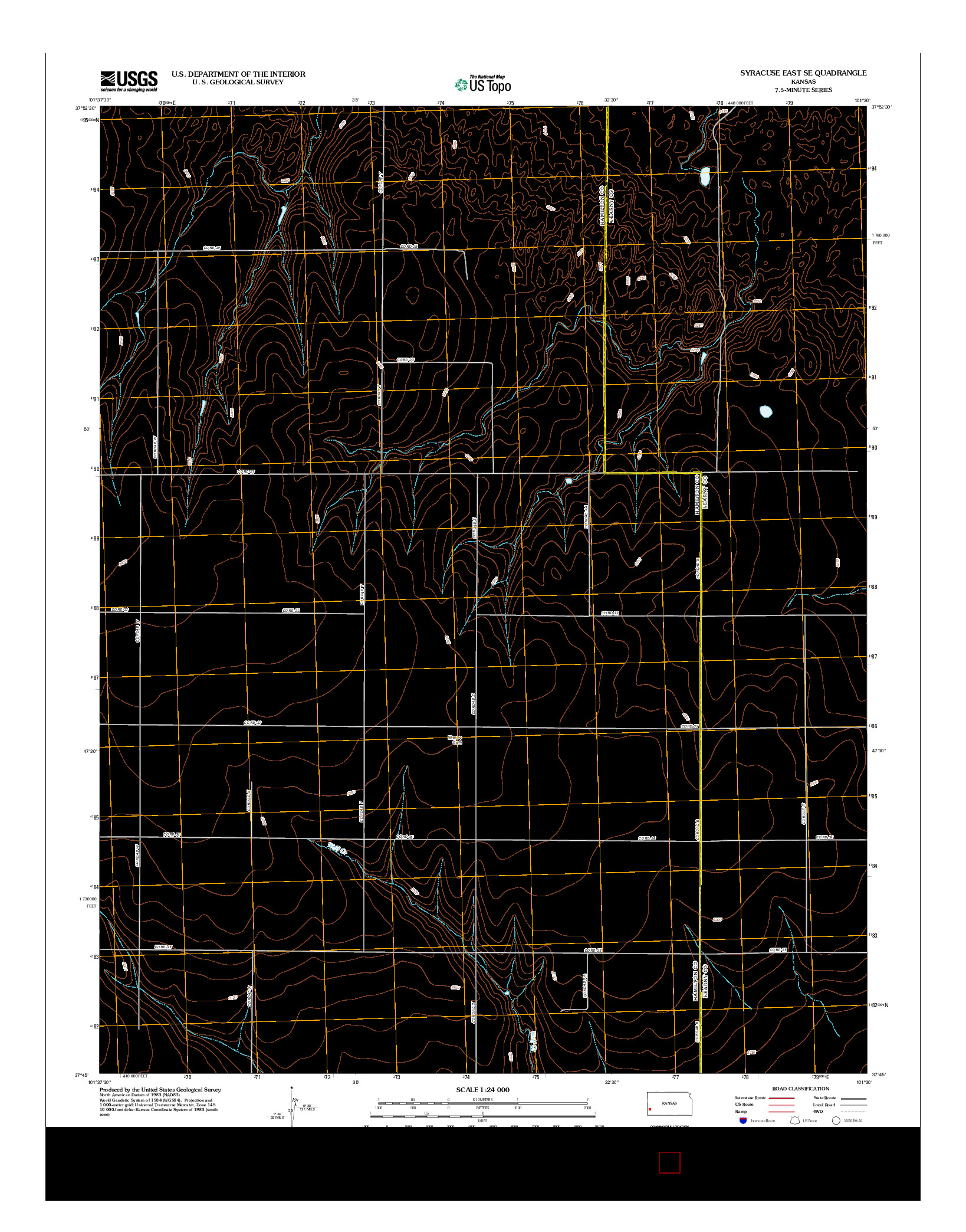 USGS US TOPO 7.5-MINUTE MAP FOR SYRACUSE EAST SE, KS 2012