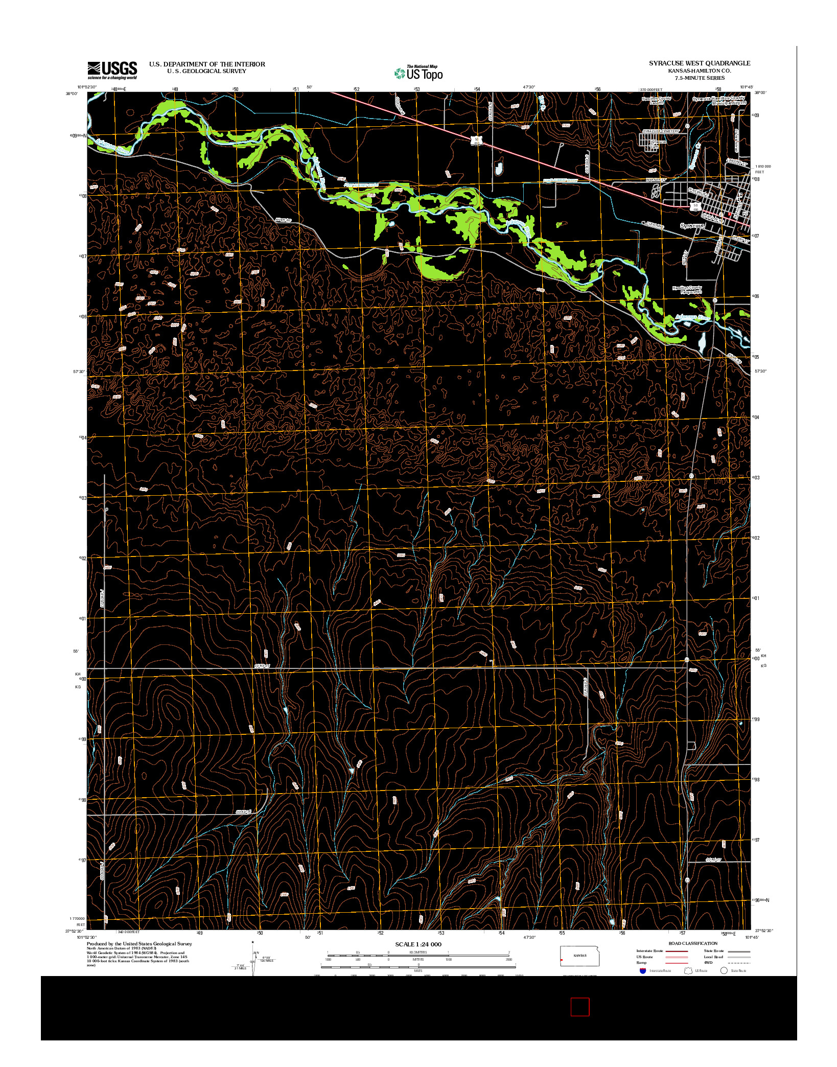 USGS US TOPO 7.5-MINUTE MAP FOR SYRACUSE WEST, KS 2012