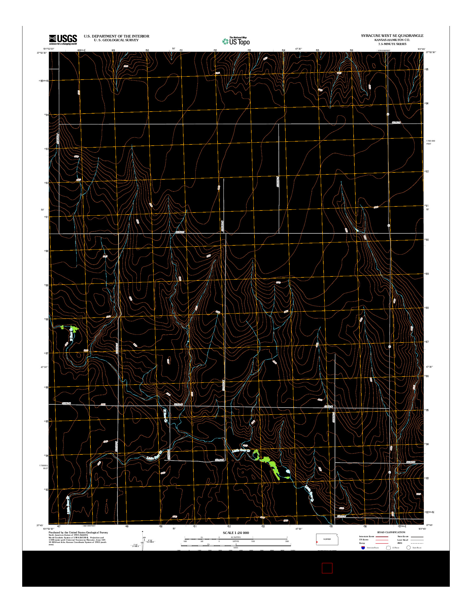 USGS US TOPO 7.5-MINUTE MAP FOR SYRACUSE WEST SE, KS 2012