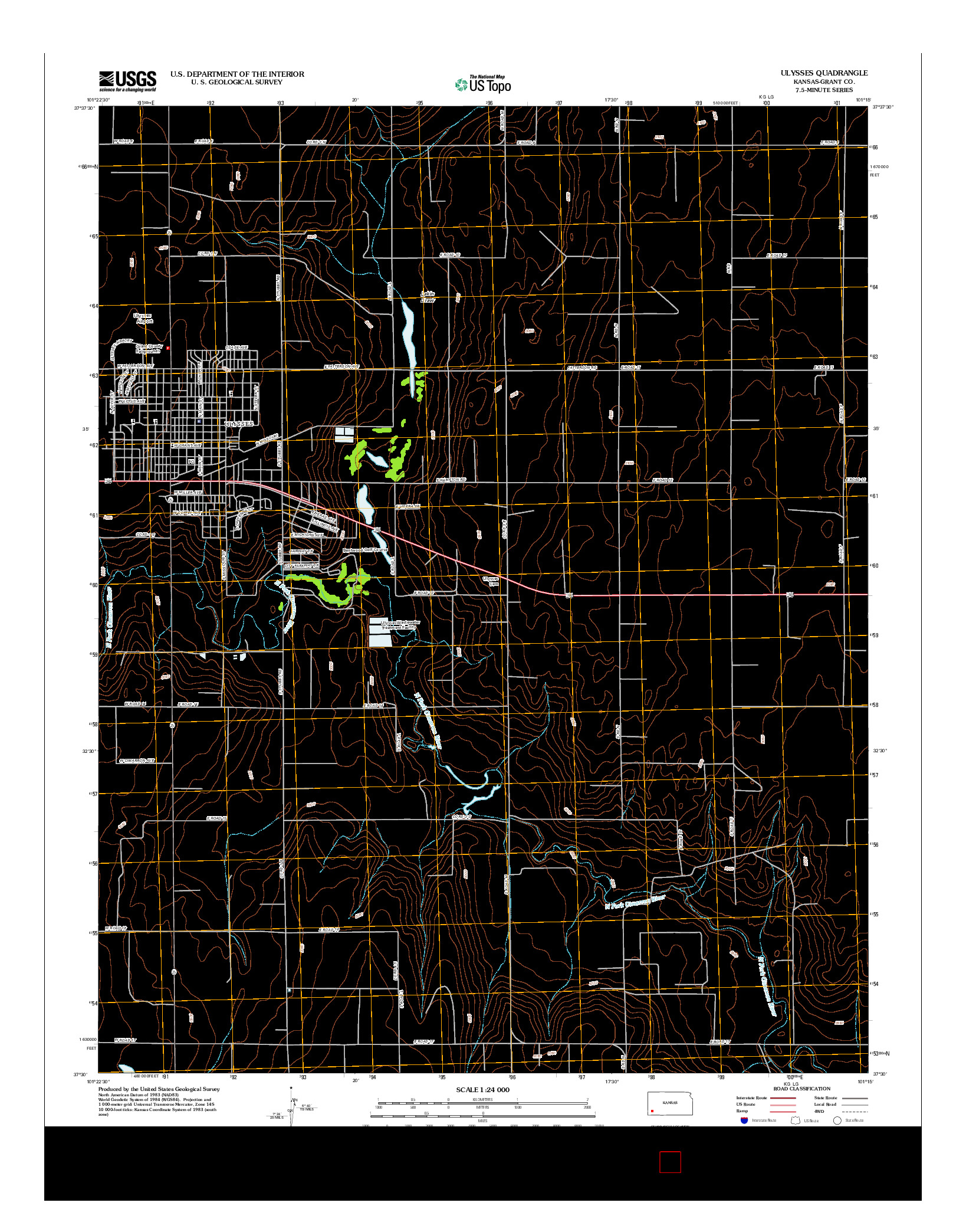 USGS US TOPO 7.5-MINUTE MAP FOR ULYSSES, KS 2012