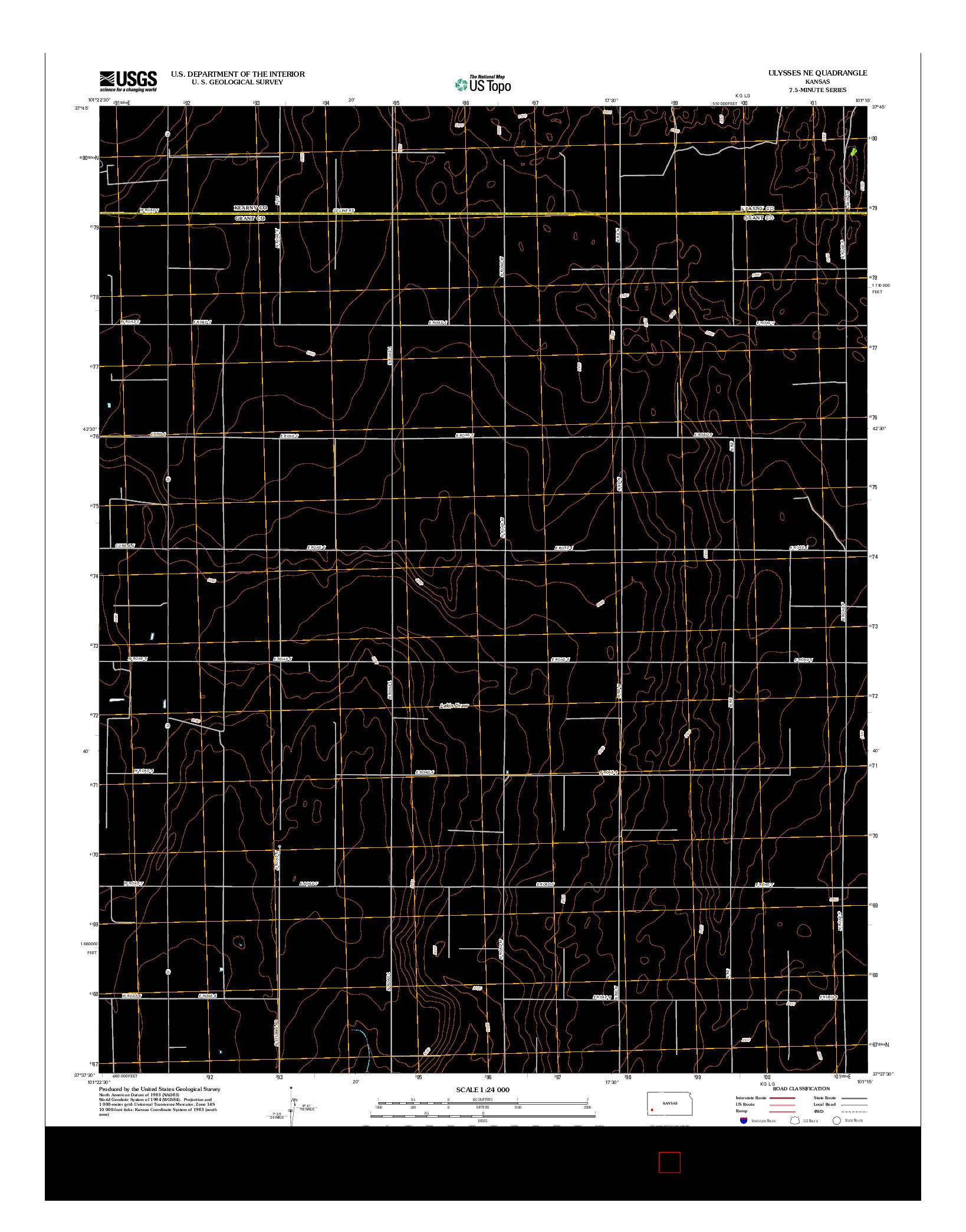 USGS US TOPO 7.5-MINUTE MAP FOR ULYSSES NE, KS 2012