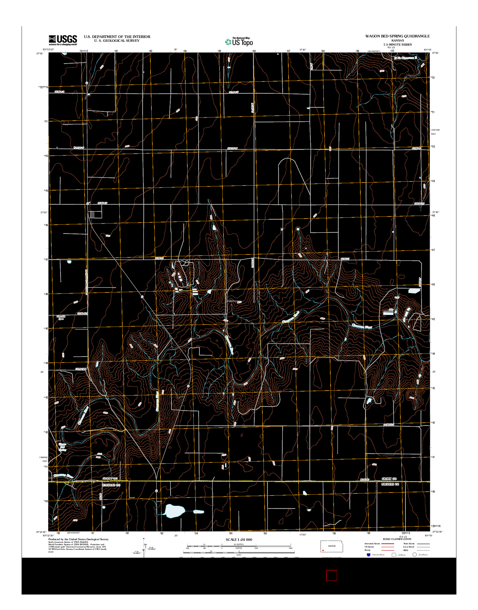 USGS US TOPO 7.5-MINUTE MAP FOR WAGON BED SPRING, KS 2012