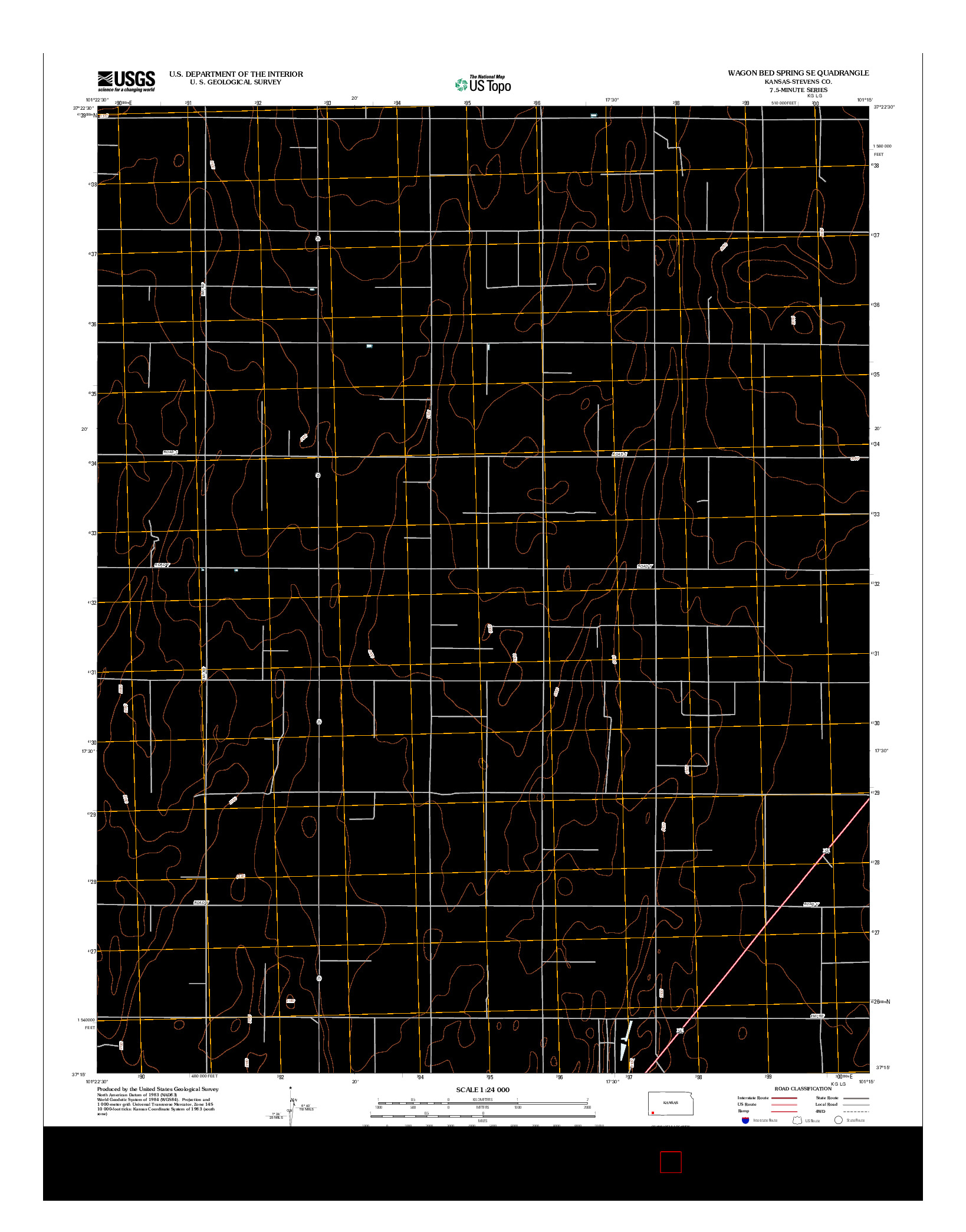 USGS US TOPO 7.5-MINUTE MAP FOR WAGON BED SPRING SE, KS 2012