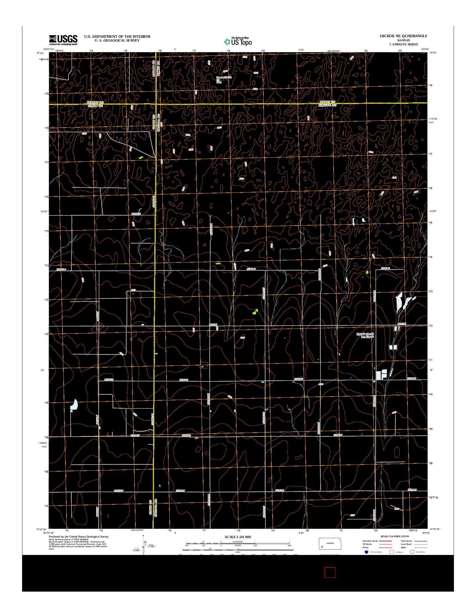 USGS US TOPO 7.5-MINUTE MAP FOR HICKOK NE, KS 2012